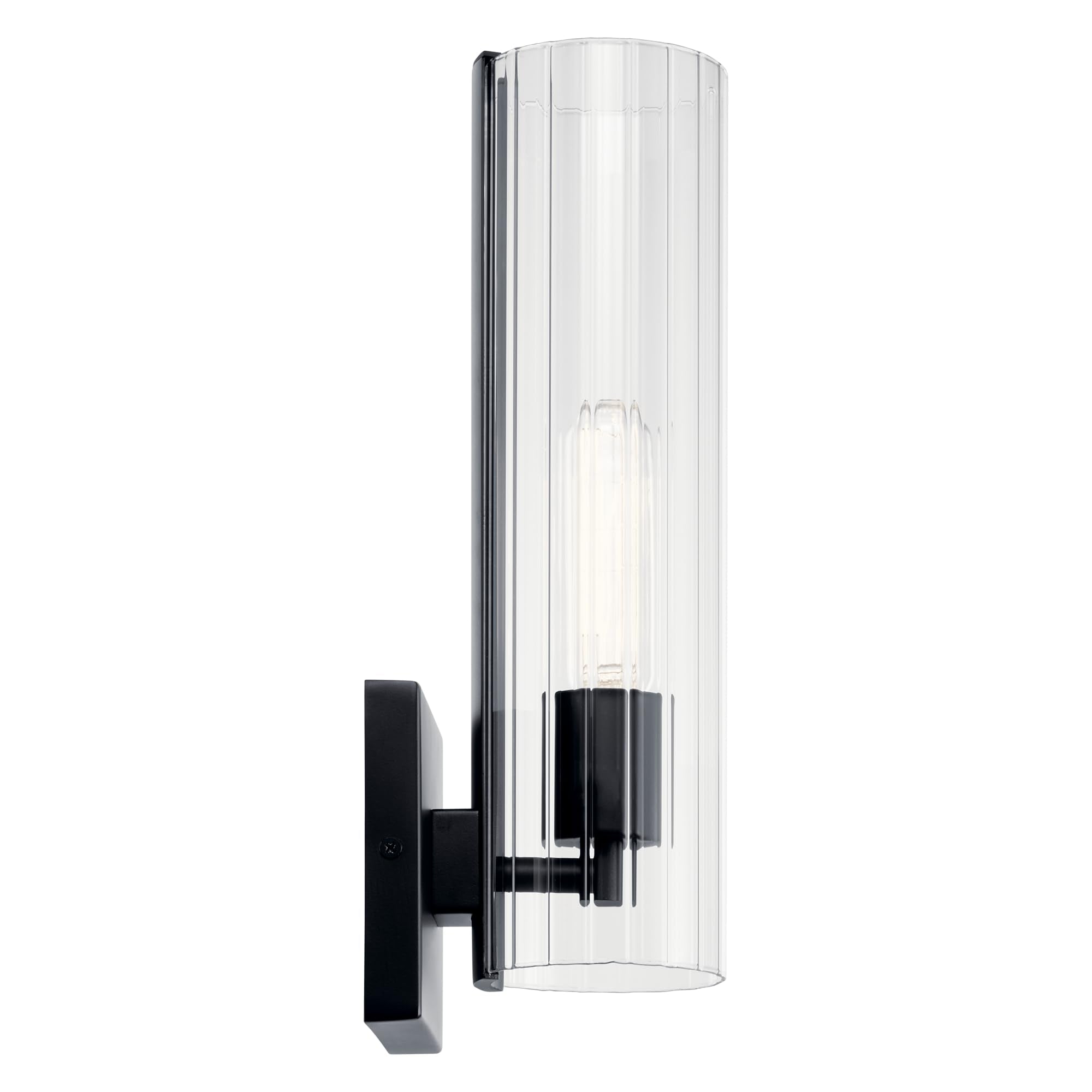 Kichler Jemsa 1 Light Wall Sconce, Modern Light With Clear Fluted Glass In Champagne Bronze For Bathroom, Powder Room, Sides Of
