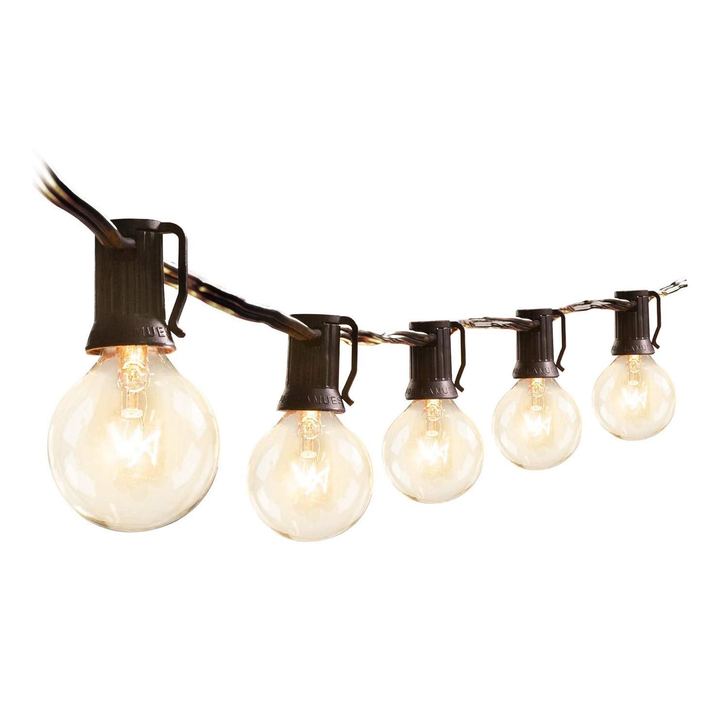 Upook Outdoor String Lights G40 Globe Patio Lights 50 Ft 55 Clear Bulbs (5 Spare) Indoor Commercial Decor Outdoor Lights Connect