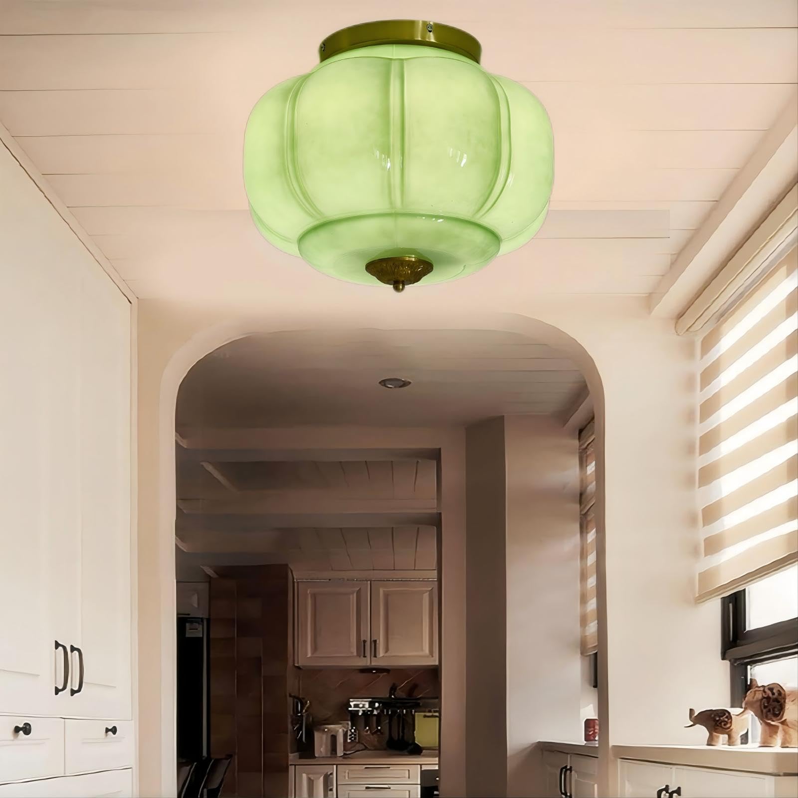 ZeniLife Vintage 3-Lights Milk Glass Ceiling Light, Mid Century Semi Flush Mount Ceiling Light Fixture, Chandelier for Living Ro