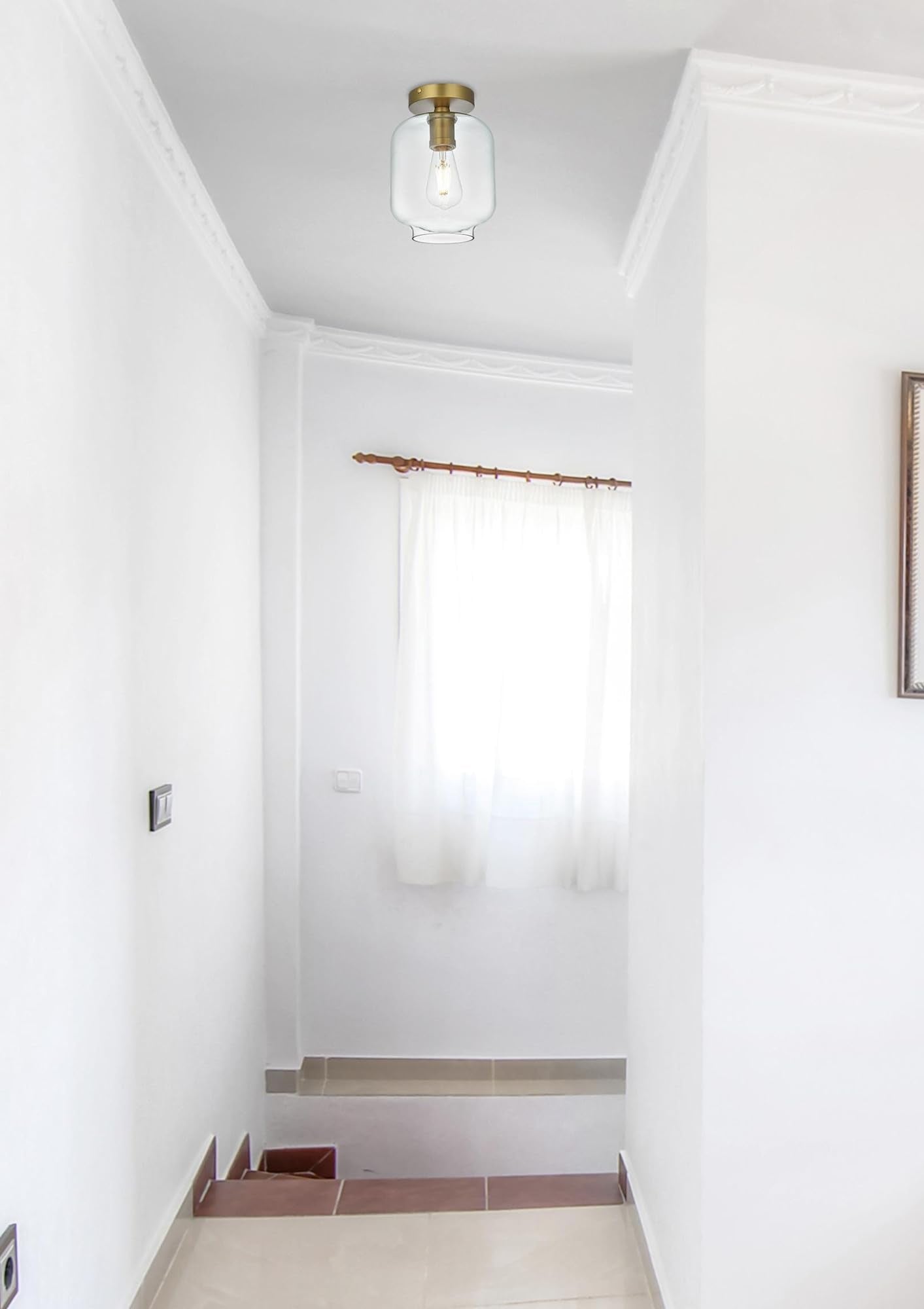 Living District Indoor Modern Home Decor Bright Collier 1 Light Black and Clear Glass Flush Mount