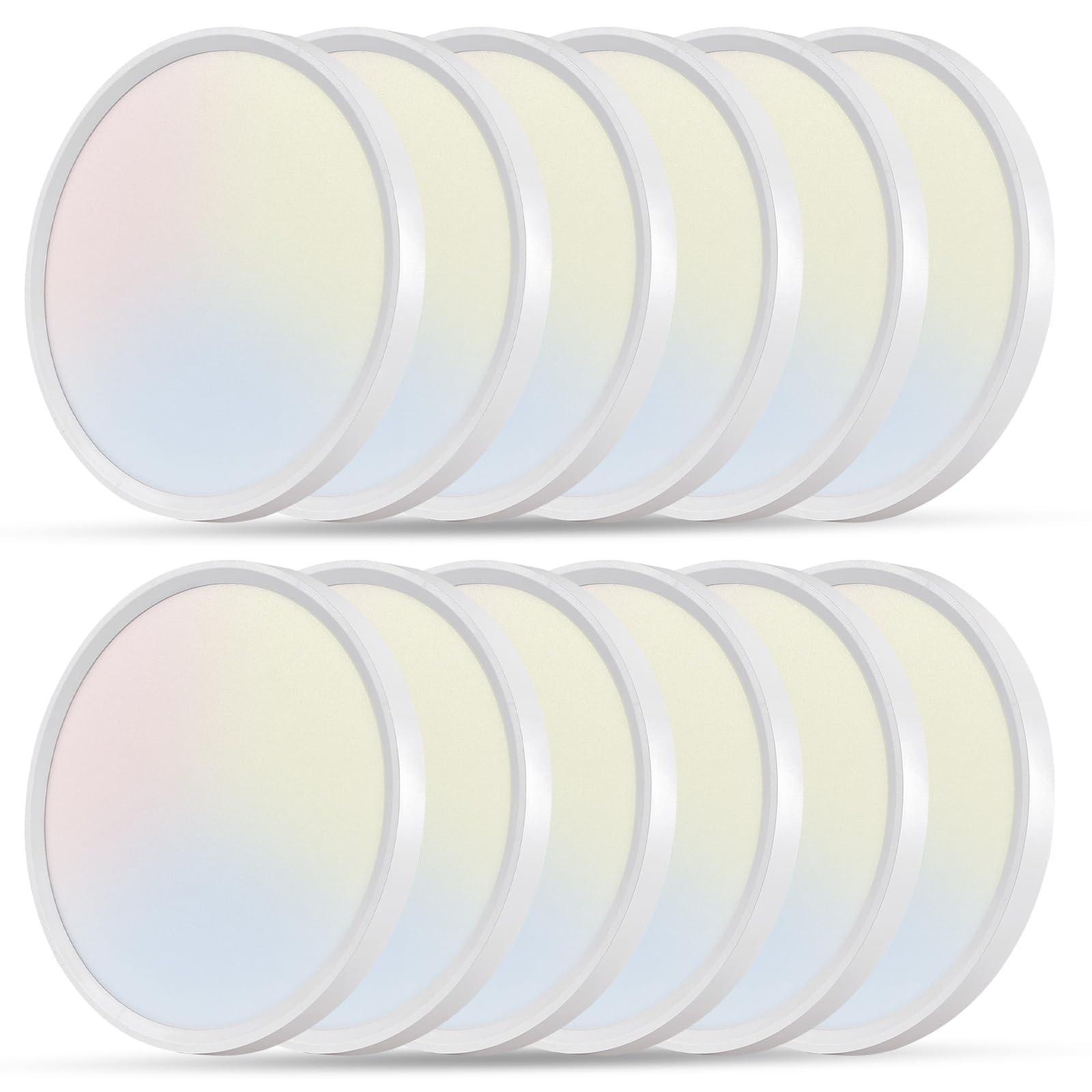 12Pk 12 Inch Led Flush Mount Ceiling Light, 24W, 2520Lm, 3000K/4000K/6000K Cct Selectable, 0.9Inch Super Slim Led Ceiling Light, Low Profile Round Flat Panel Light For Bedroom,Kitchen,Hallway