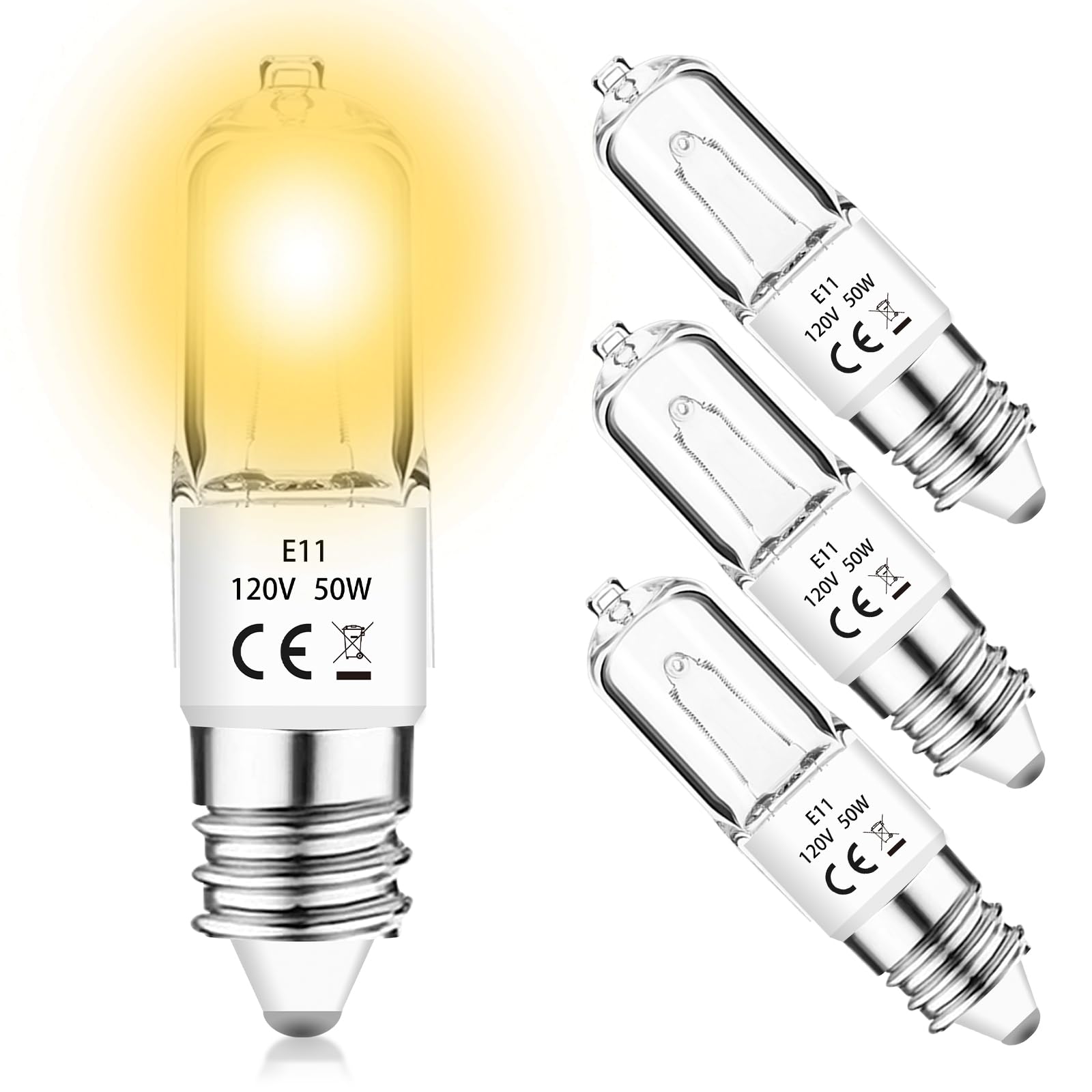Jaenmsa Jde11 120V 50W Halogen Bulbs,T4 Jd E11 Tungsten Halogen Mini Candelabra Bulb 50 Watt Dimmable,Warm White 2800K Replaceme