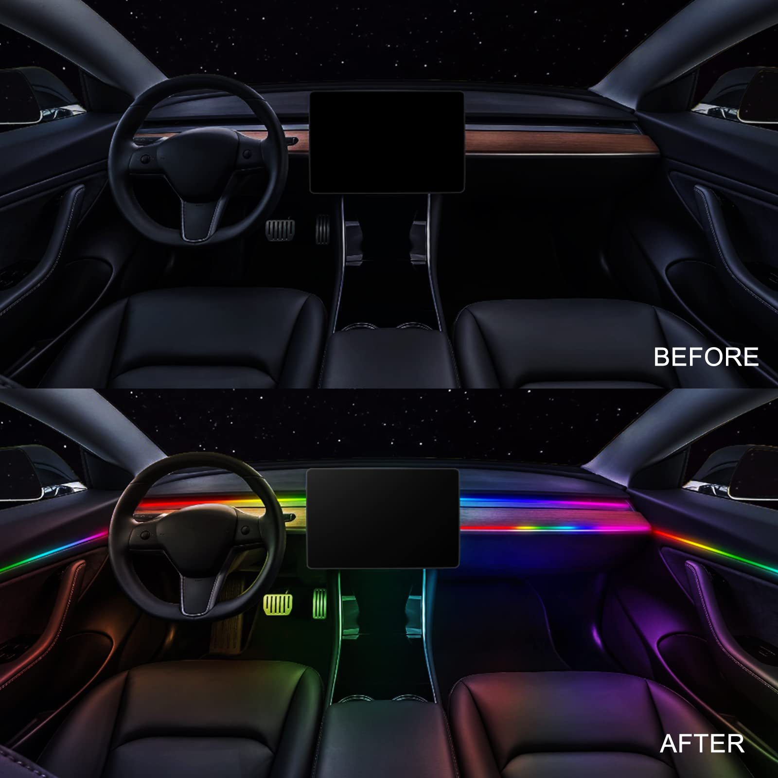 MAODANER Dreamcolor Acrylic LED Strip Light 55.1-inch for Car Interior, Compatible with Dreamcolor Controller, Color: Dreamcolor