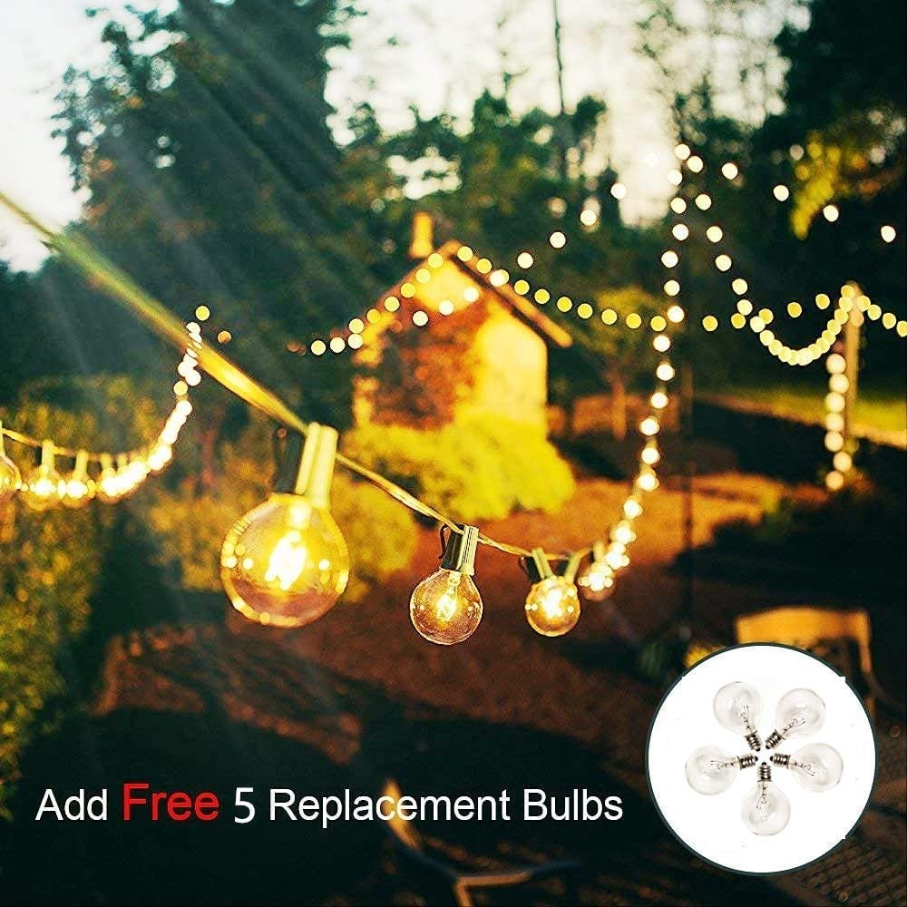 SUNSGNE G40 Outdoor String Lights, 100 Ft, Waterproof, 105 Clear Edison Bulbs, Black Wire, Ideal for Indoor/Outdoor Decor