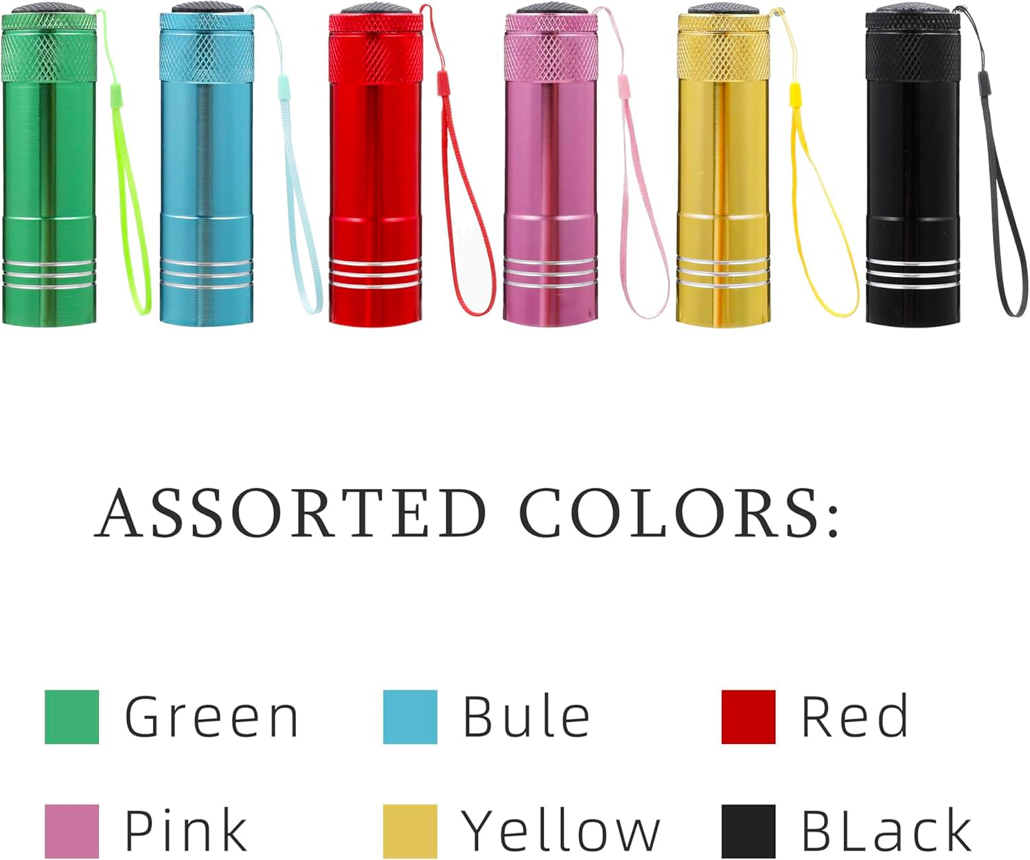 Hilngav 120 Pack Mini Flashlight Bulk Set, Small Aluminum LED Handheld Torches Flashlights Bulk with Lanyard, Assorted Colors, B