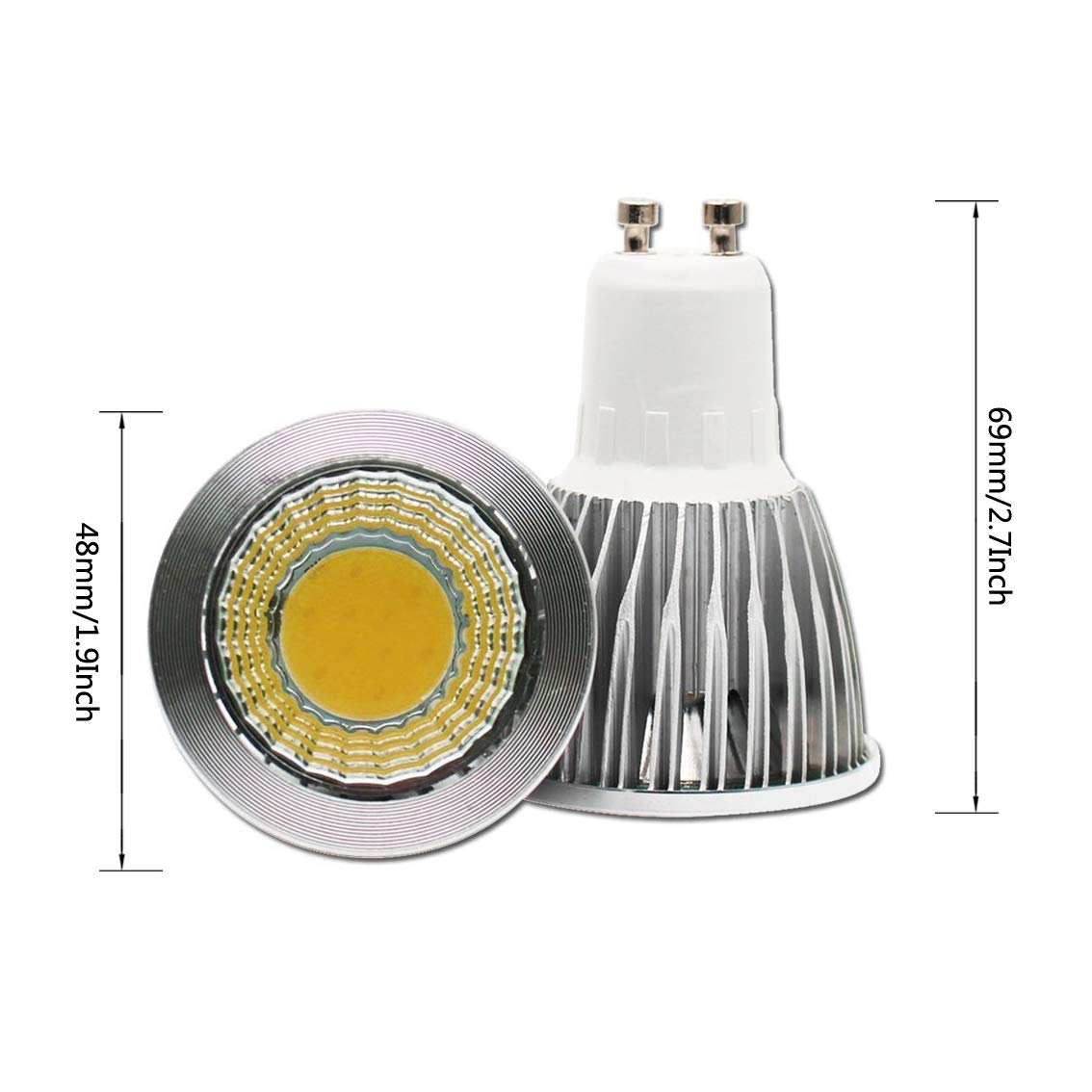 K JINGKELAI GU10 LED Bulbs 5W COB Spotlight, Warm White 3000K, 6 Pack, Not Dimmable, GU10006COB, Metal