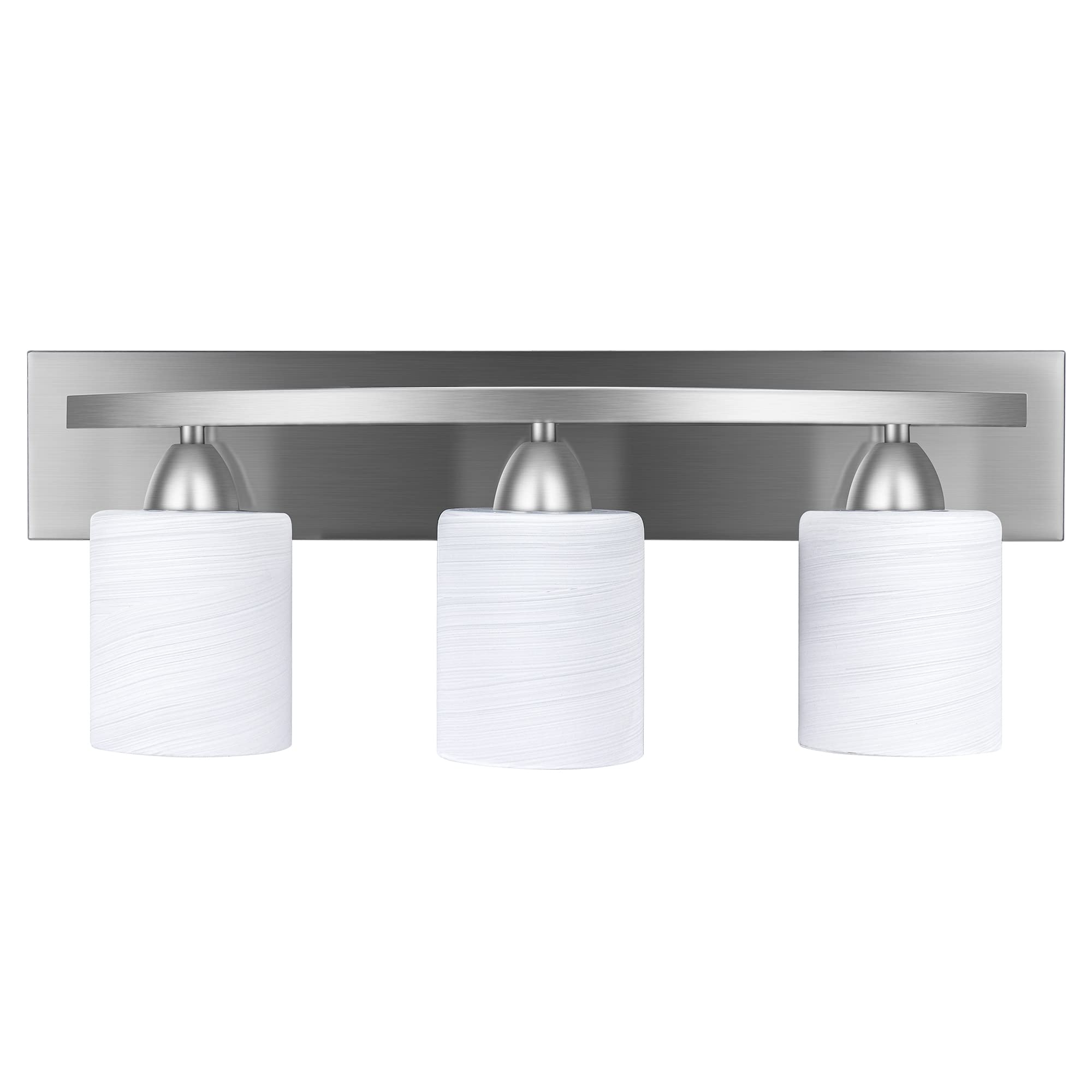 Partphoner - Bathroom Vanity Light Fixture - Over Mirror - Modern Glass Shade - Brushed Nickel, E26 Base, 3-Light