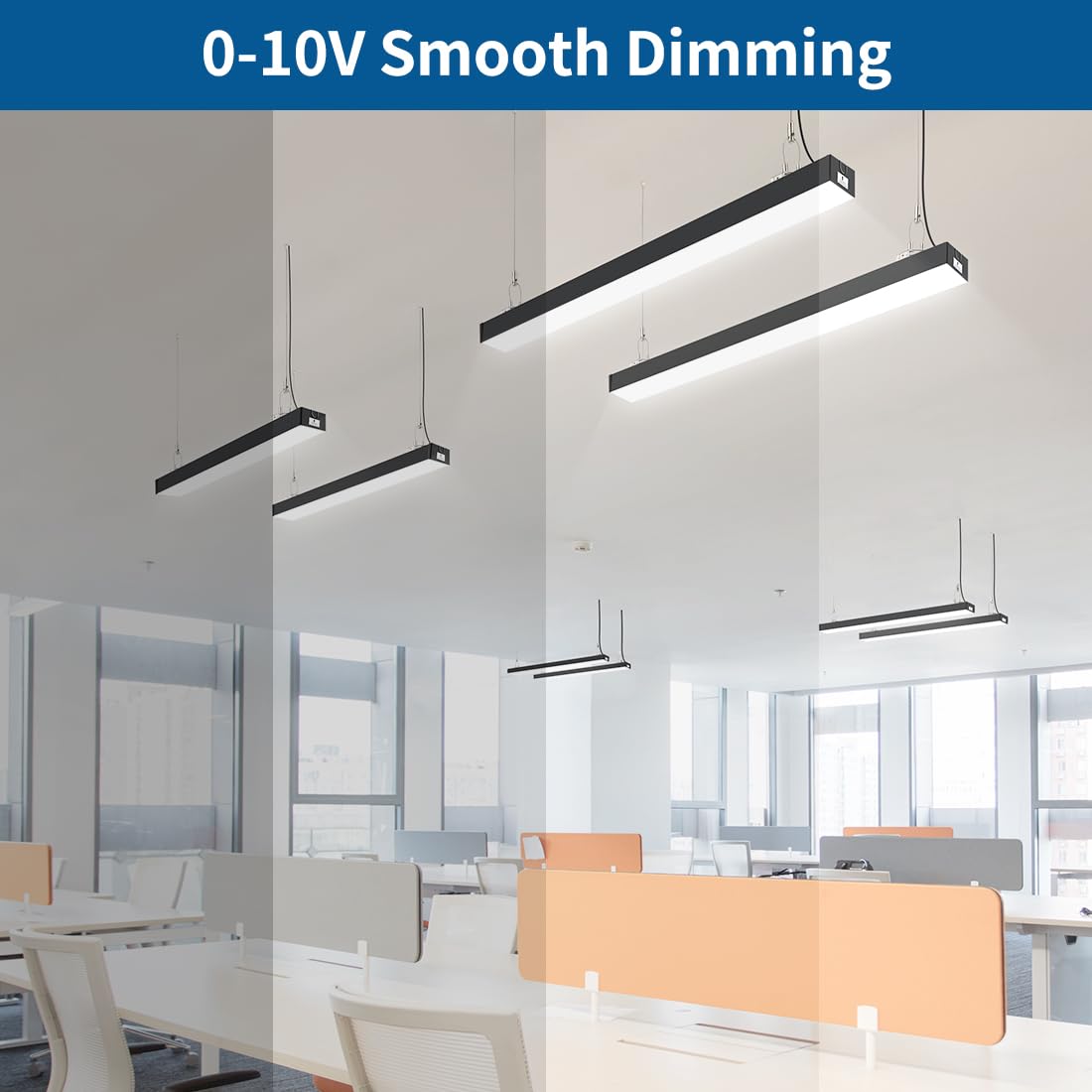 DAKASON 4FT Linkable LED Linear Light, 40W Dimmable Fixture, Black, Model LS-4B-50KFD, Perfect for Billiard Pool, Office &