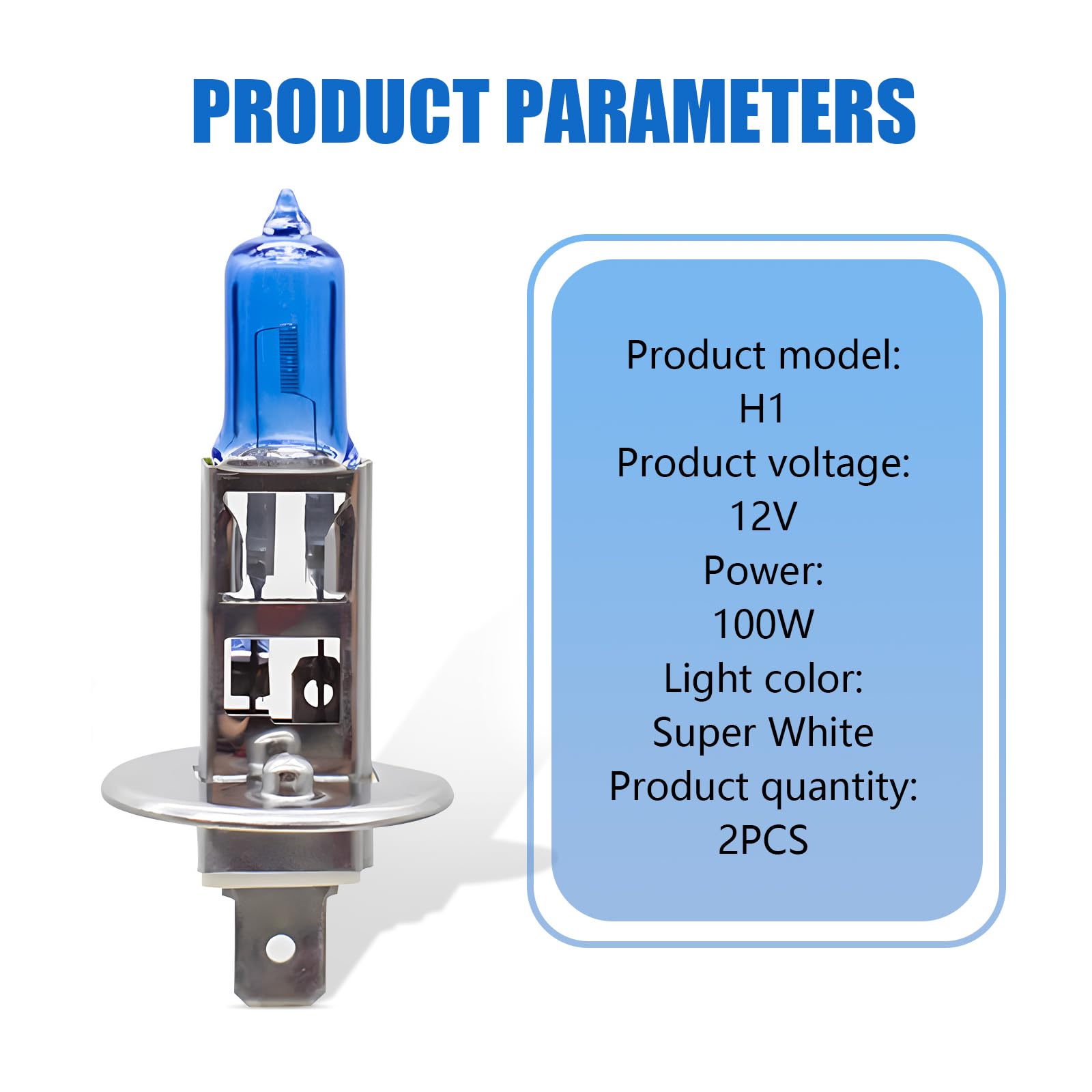 Flygun Pack-2 Halogen Bulbs, 100W Quartz Driving Lights, Super Bright Fog Light Bulbs, 2 PCS, White #H1, Model FUNLED1702WH-H1