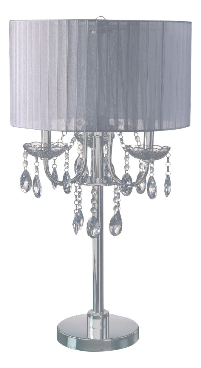 Sh Lighting 6733T-Wh(U) Crystal Inspired 3-Bulb Table Touch Lamp, 29.5&quot;H, White/Chrome