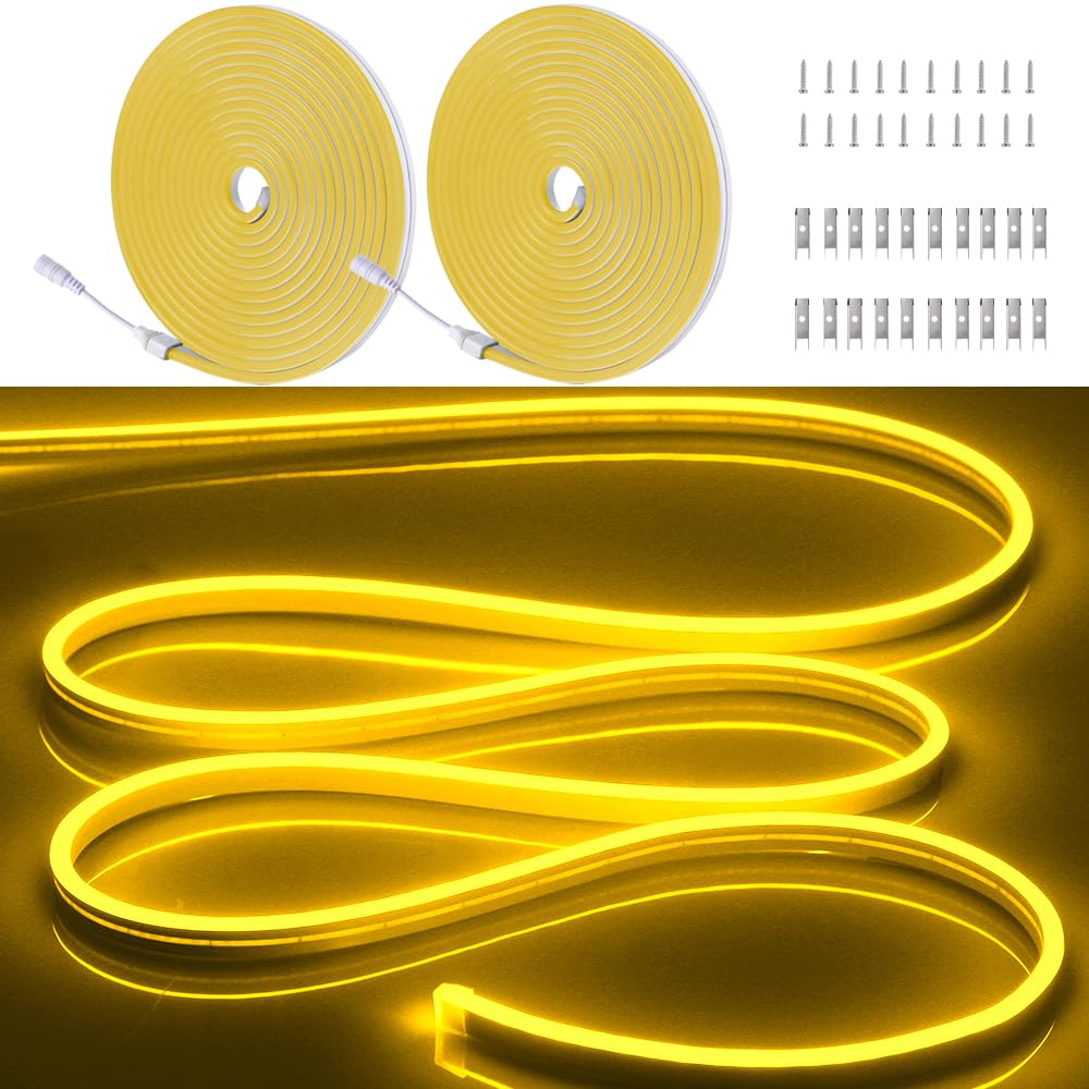 OWOFYDR Neon Light Strip/32.8FT/10M Flexible and Waterproof LED Rope Light with Mounting Clips for Indoor & Outdoor Use, [Power 
