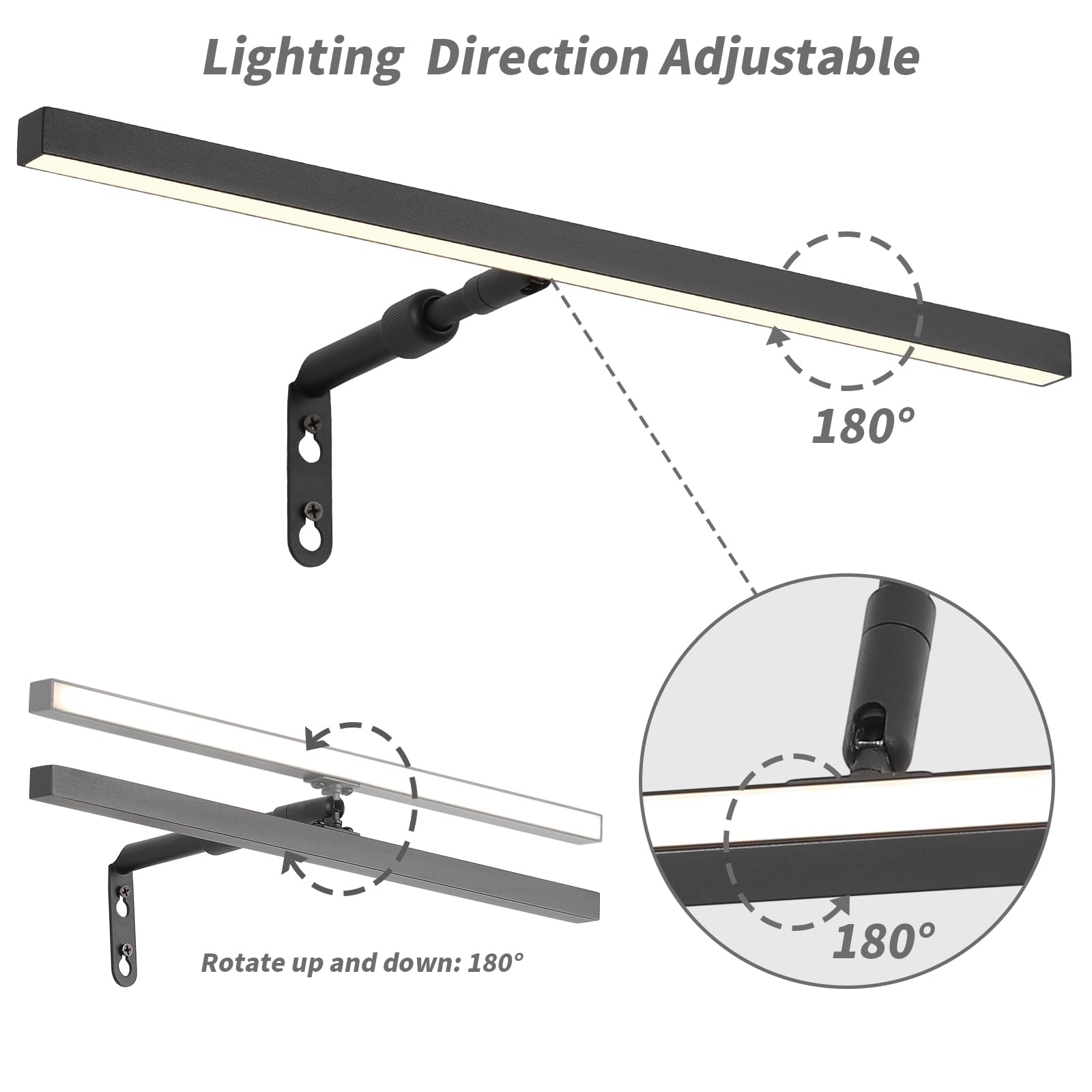 Pasoar 2 Pack 16" Adjustable LED Picture Lights with Timer & Remote Control, Black, Model 9899-2P