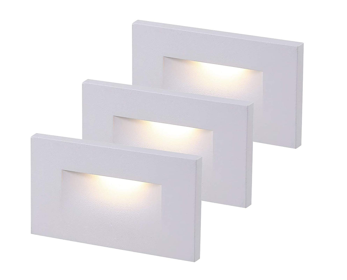 Cloudy Bay 120V Dimmable Led Indoor Outdoor Step Light,3-Pack,3000K Warm White,Stair Light,White Finish