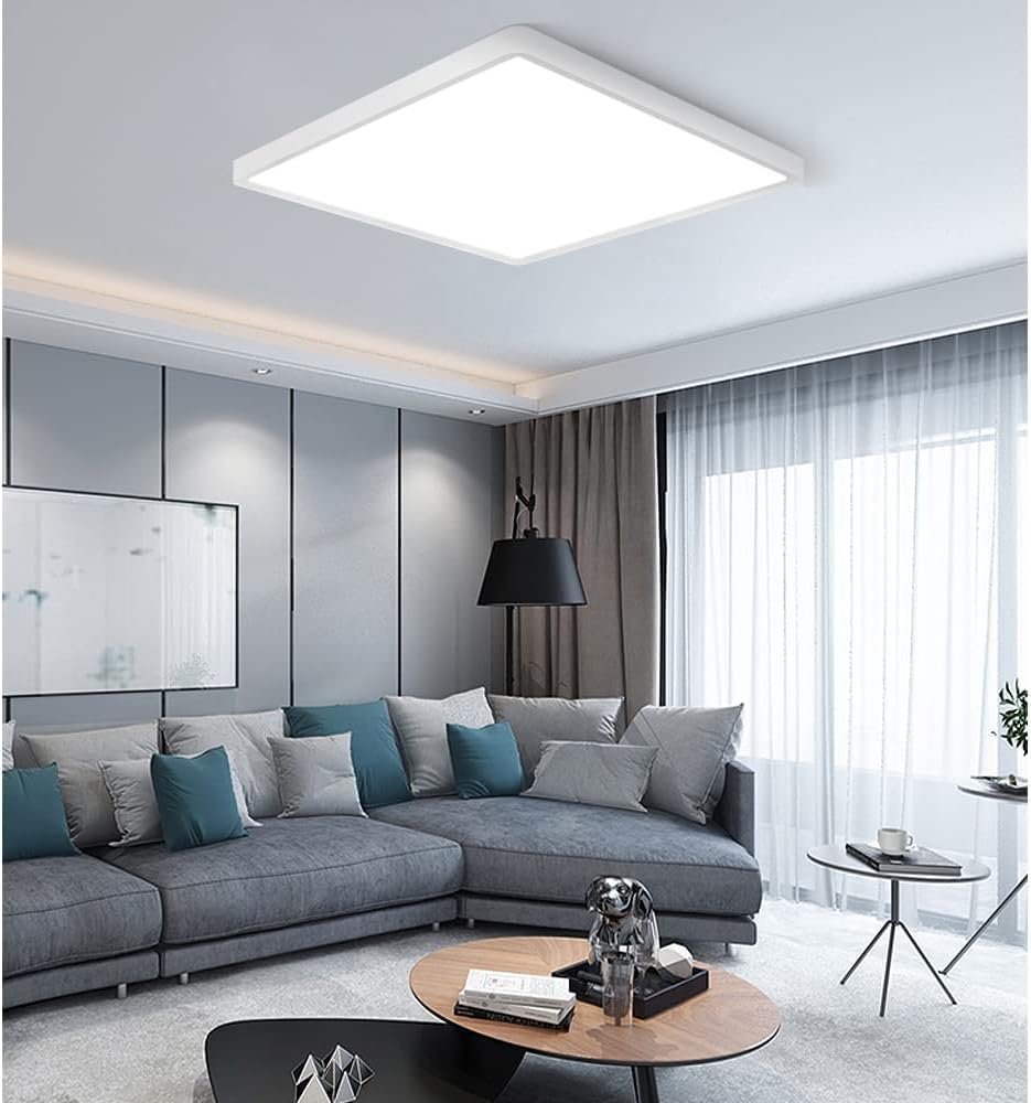 Led Flush Mount Ceiling Light Fixture, 4000K Neutral White, 12Inch 24W, 3200Lm, Slim Flat Panel Lighting Fixture, Square Modern Ceiling Lamp For Bedroom, Kitchen, Living Room, Closet, Stairwell