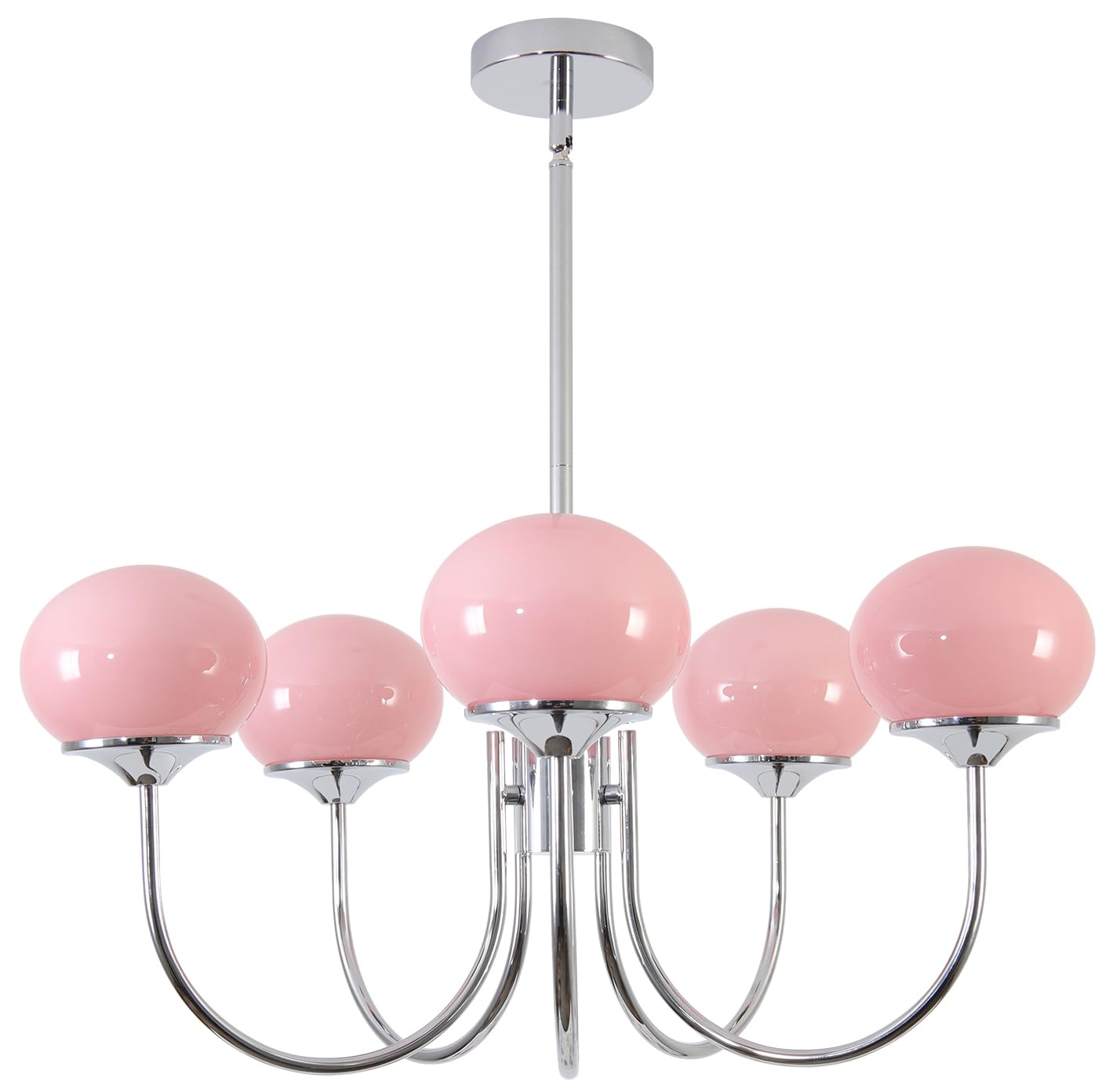Bokt Mid Century Modern 5 Light Glass Globe Chandelier Sputnik Chandelier Nordic Vintage Pink Dining Room Sputnik Pendant Lights Kitchen Island Dining Room Chrome Ball Chandelier