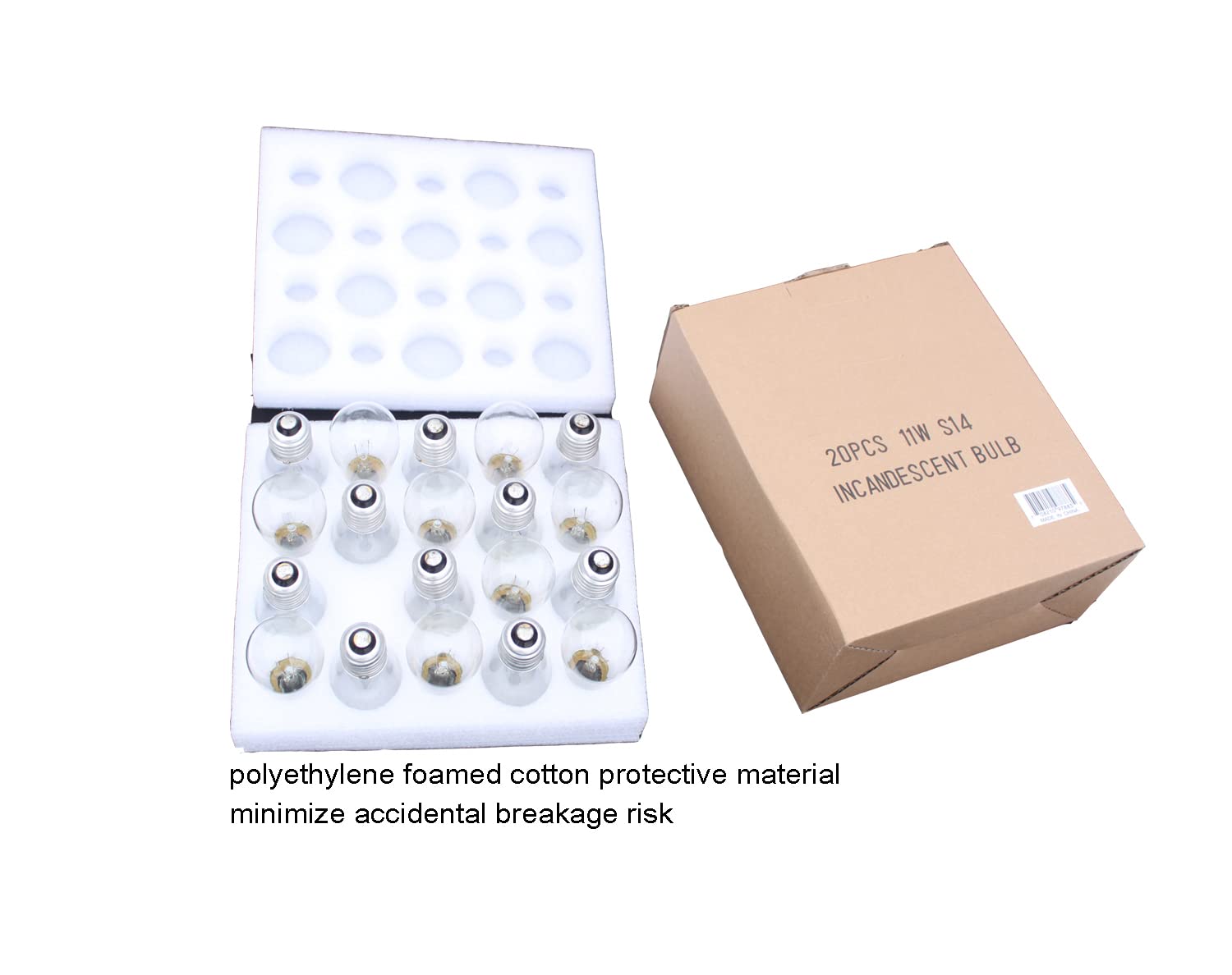 Maindeco S14 Replacement Light Bulbs, 11W Incandescent Light Bulbs With E26 Medium Base For Commercial Grade Outdoor Patio String Lights,20 Pack