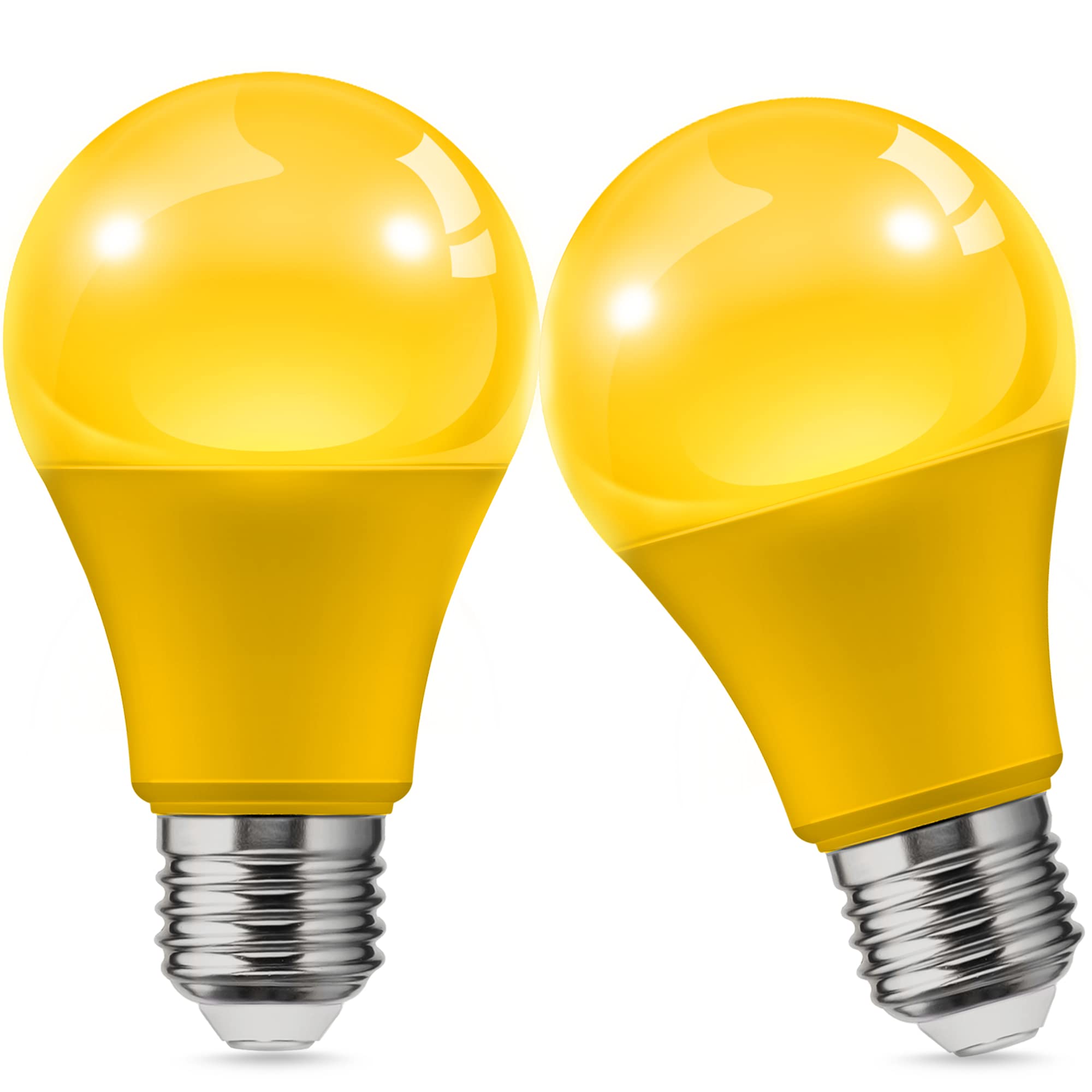 L LOHAS LED Bug Light Bulbs, A19 9W, 2000K Amber, E26 Base, Non-Dimmable, 2 Pack, Yellow