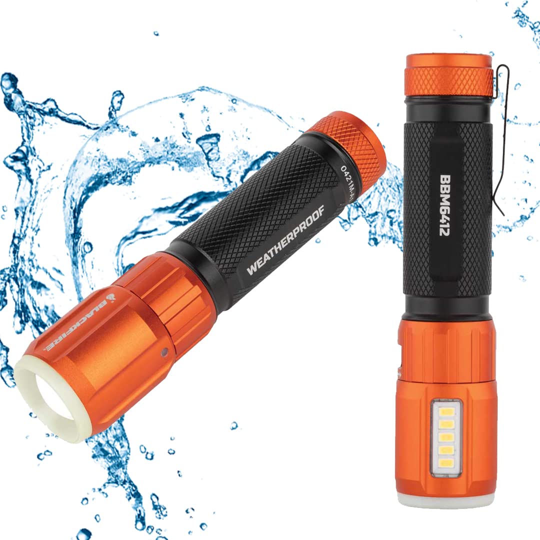 Blackfire - Klein Tools Outdoors - Rechargeable Weatherproof Magnetic Flashlight with Lantern BBM6412, 500 Lumens, Glow-in-Dark 
