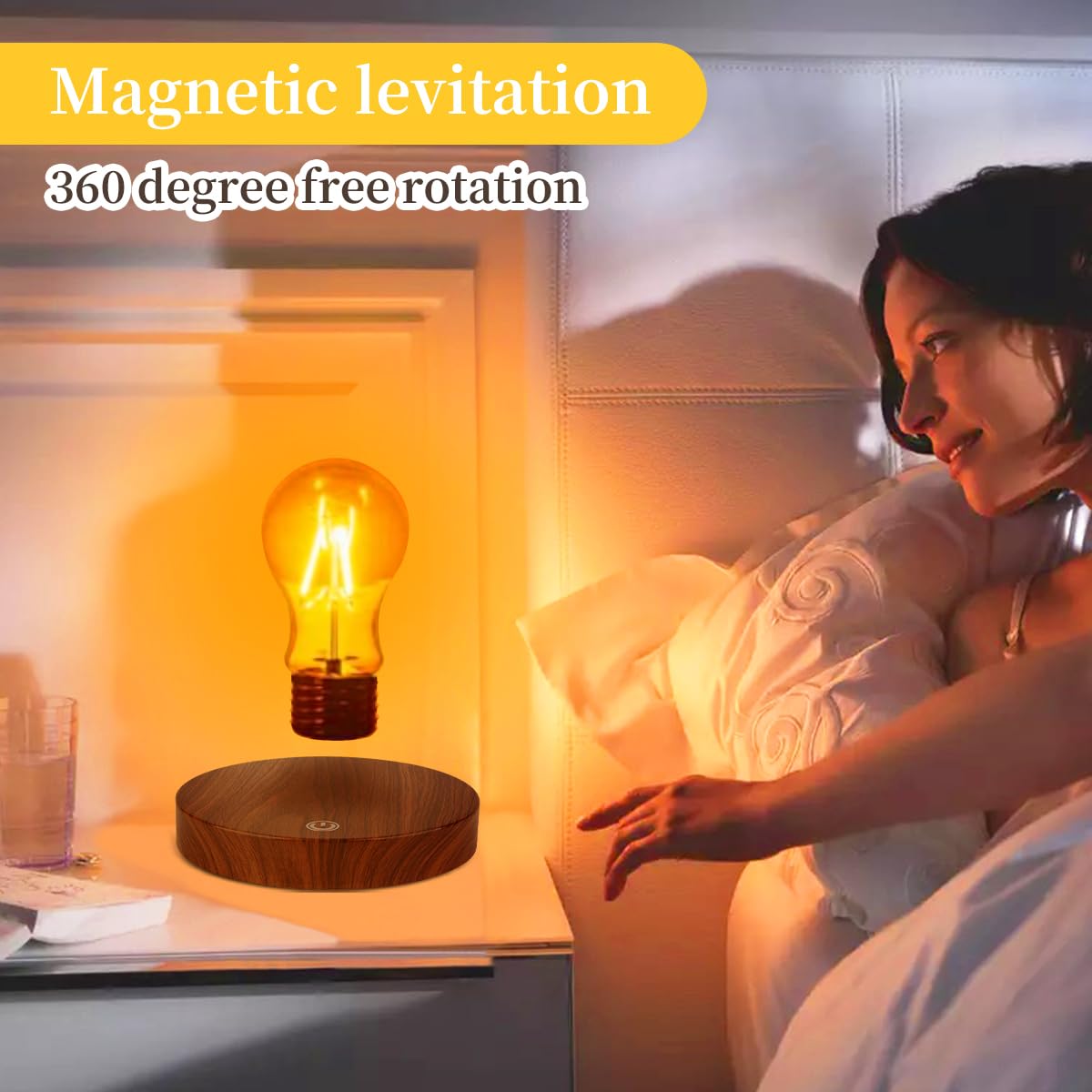 Vgazer Magnetic Levitating Floating Wireless Led Light Bulb Desk Lamp For Unique Gifts, Room Decor, Night Light, Home Office Des