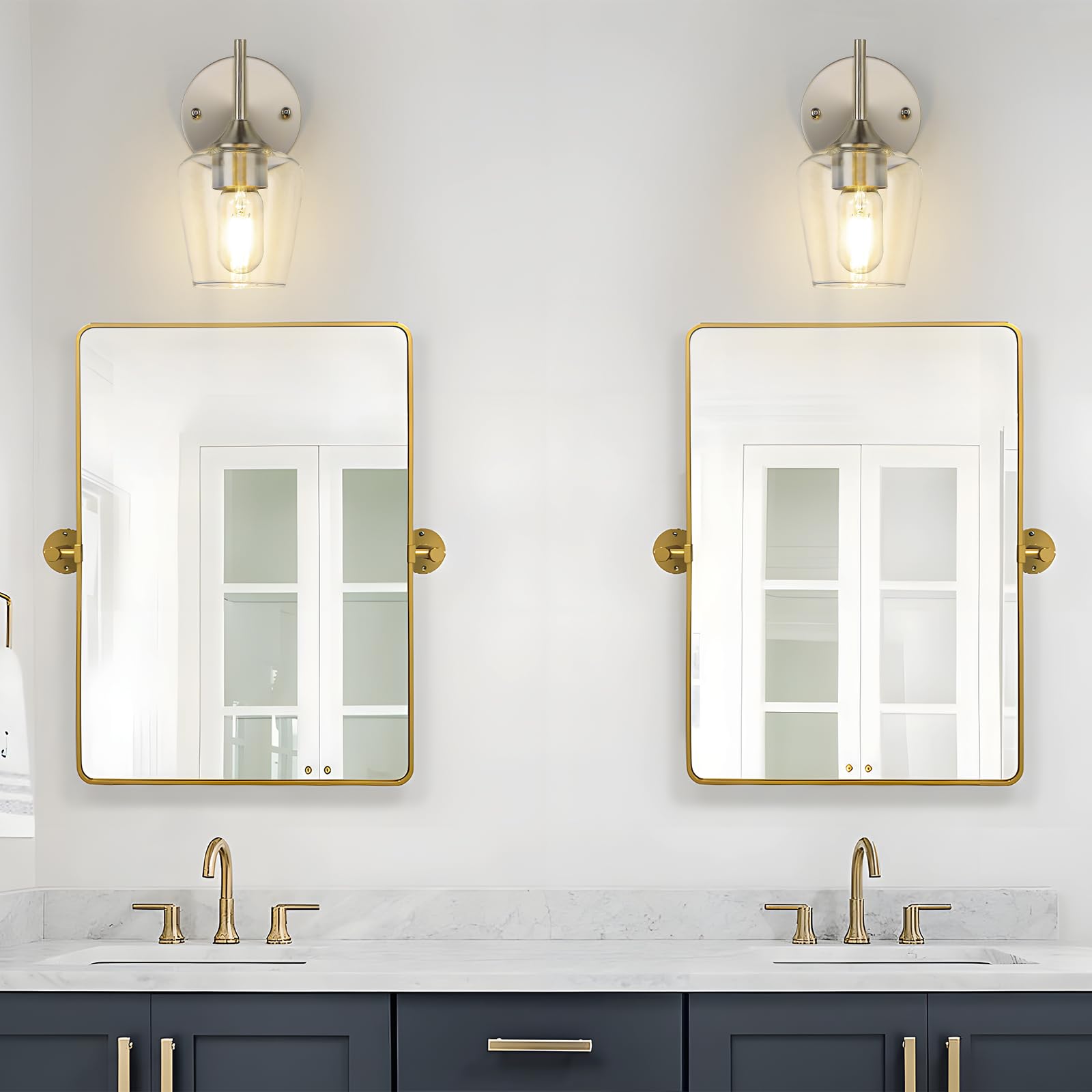 foucasal Bathroom Vanity Light Fixture 1-Light Brushed Nickel Metal with Clear Glass Shade ULB0046H-1SHANIE