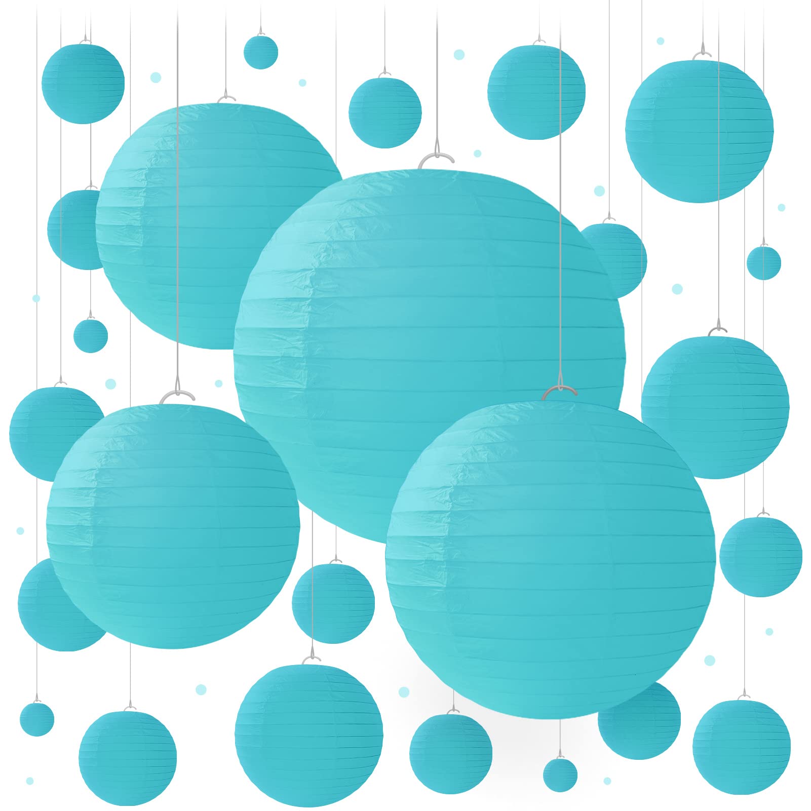 Teal Paper Lanterns - 25 Piece Set - Turquoise Party Decorations For Birthdays, Weddings And Special Occasions By Avoseta