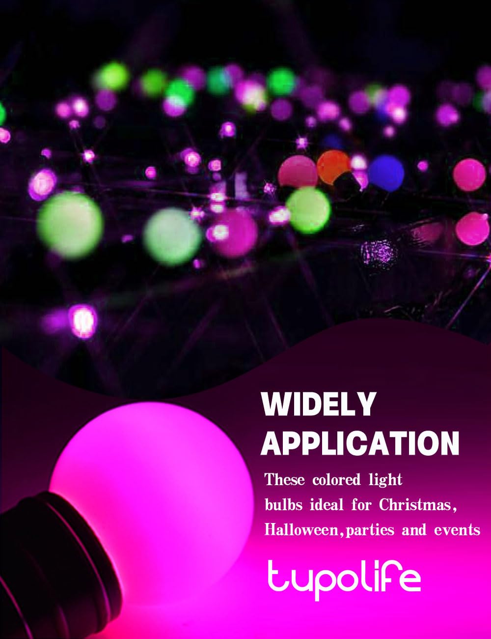 Tupolife Dc 12 Volt Led Bulbs  Low Voltage Light Bulbs  Purple 1W G14 G45 Mini Globe E26 Colored Night Lights  10W Equivalent For Christmas Halloween Holiday String Fairy Mood Lights Decor  5 Pack