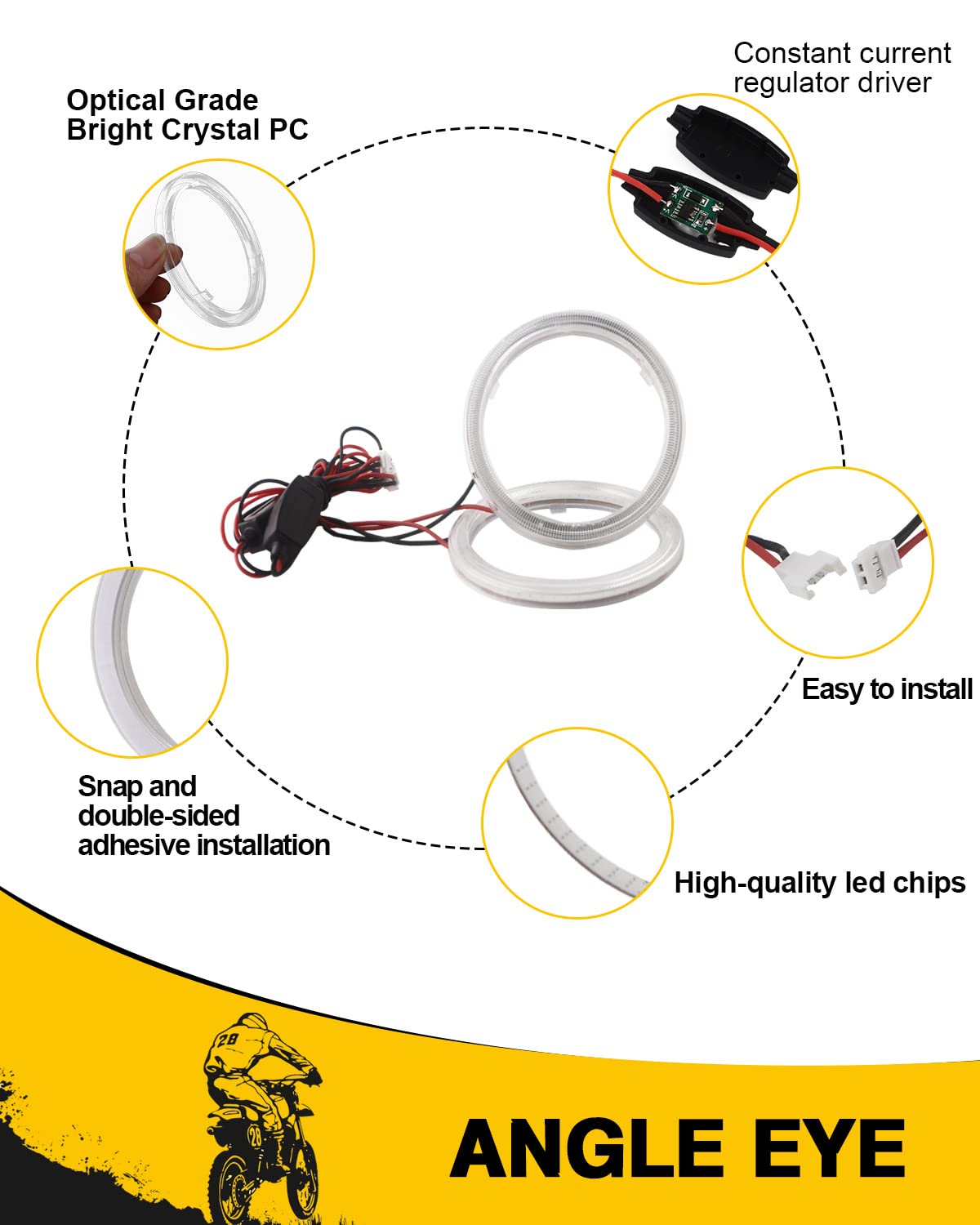 Qasim 1-Pair Blue 80Mm 63Smd Cob Led Halo Ring Angel Eyes Led Headlight Fog Lamp With Lampshade Cover 12V 24V