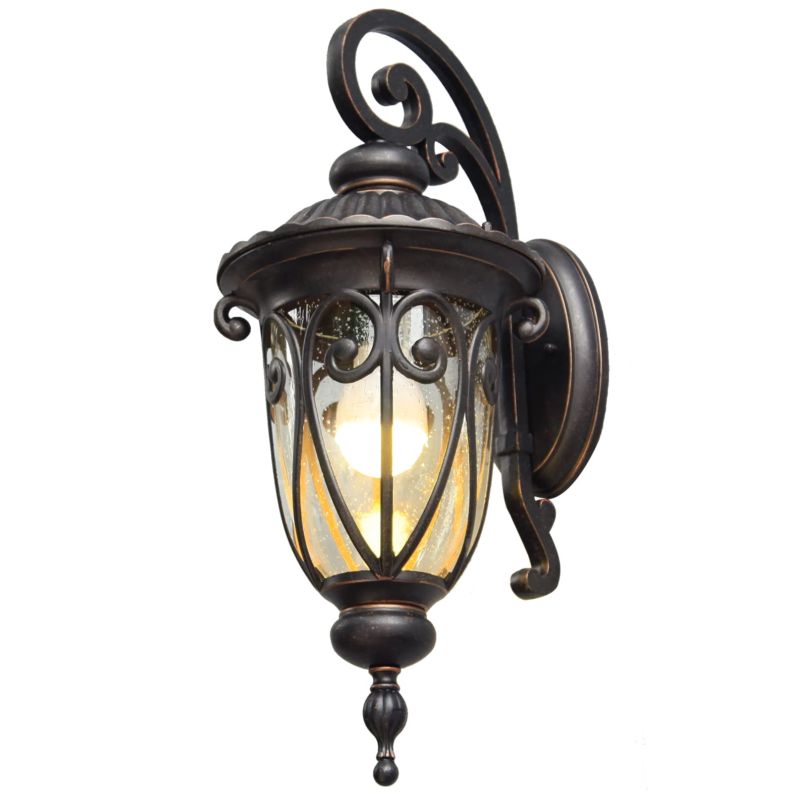 Goalplus 23&quot; Large Antique Bronze Outdoor Wall Light Sconce With Clear Glass Shade