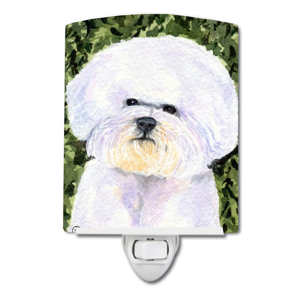 Caroline'S Treasures Ss8829Cnl Bichon Frise Ceramic Night Light Compact, Ul-Certified, Ideal For Bedroom, Bathroom, Nursery, Hallway, Kitchen, 6X4X3, Multicolor