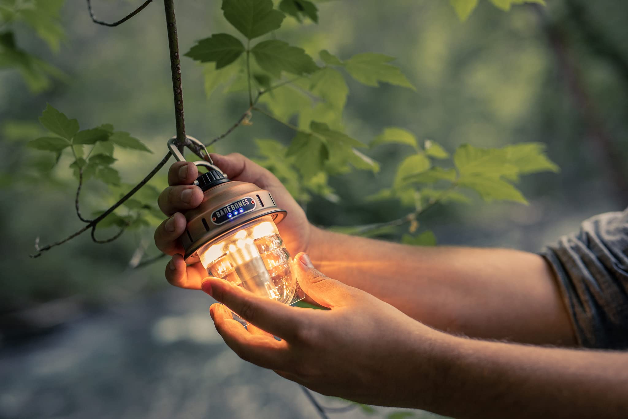 Barebones Beacon Hanging Light - Copper LED Lantern, Weatherproof, 6"x3", Rechargeable with Adjustable Brightness, Model LIV-297