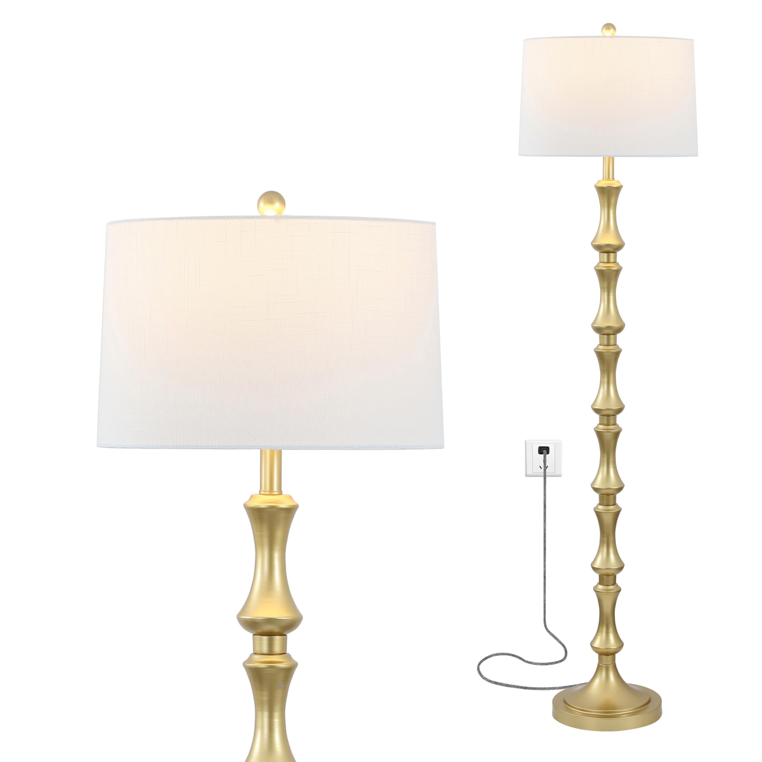 Jonathan Y JYL4031A Jaxon 62.5 Metal LED Floor Lamp  Traditional  Transitional  Contemporary  Foot-Step Switch  Office  Living Room  Family Room  Dining Room  Bedroom  Hallway  Foyer  Gold