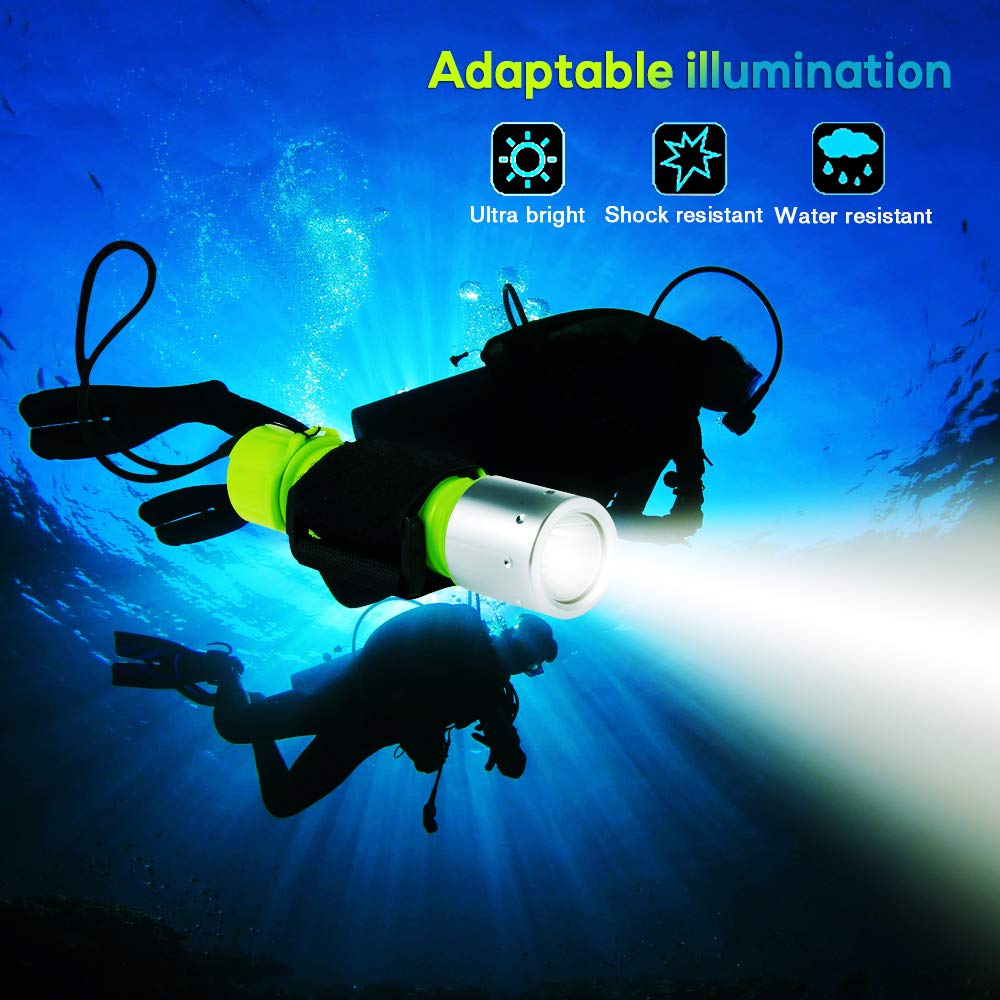 BlueFire Diving Flashlight 1100 Lumen Waterproof Torch Green (1-Pack) Model LMN56-BF-2-123 for Underwater Sports