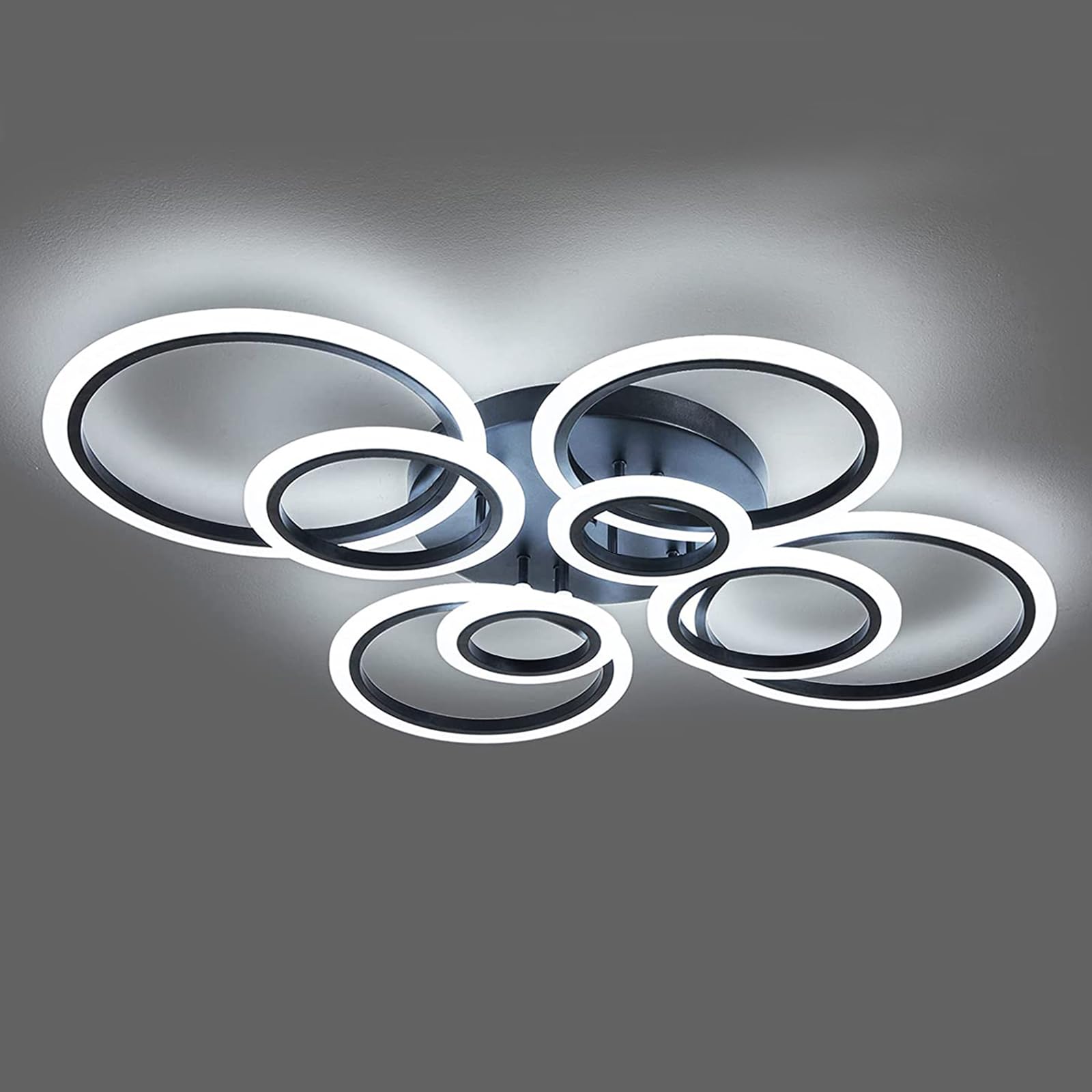 Shine Luest Dimmable Led Flush Mount Ceiling Light, 41.3&quot; Black Acrylic Lamp For Low Ceilings