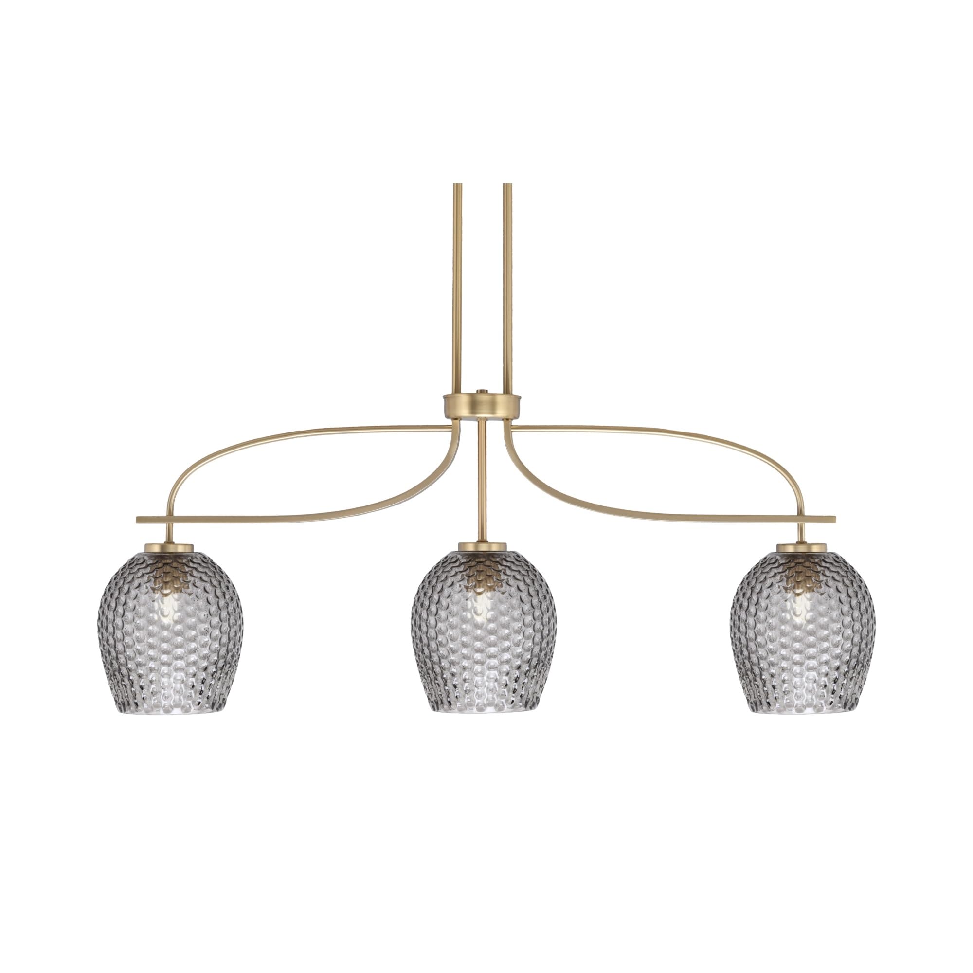Cavella 3 Light Island Light Shown in New Age Brass Finish with 7.5&quot; Smoke Textured Glass