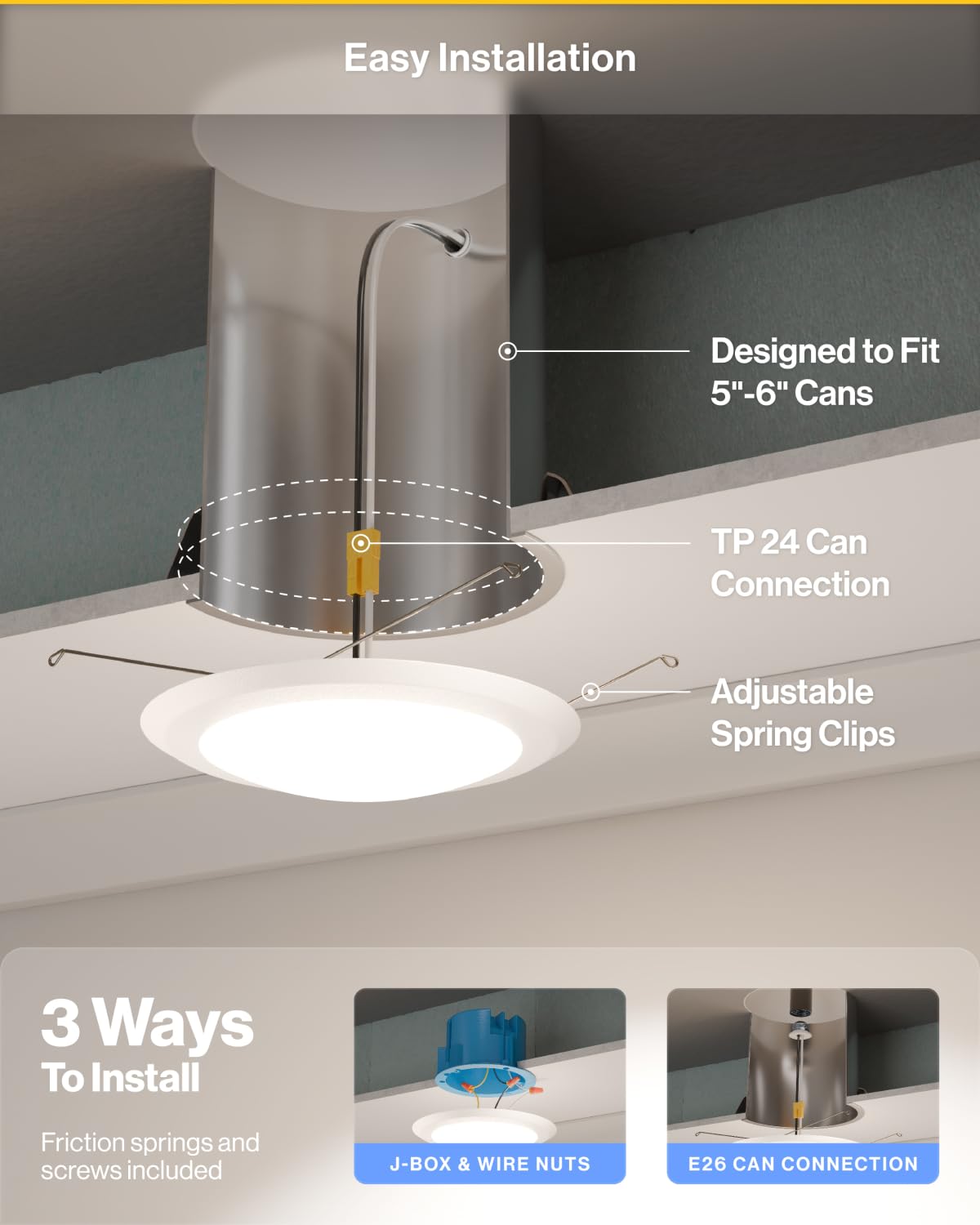 Sunco LED Disk Lights 5/6” Dimmable Flush Mount 100W Equivalent 15W, 1050LM, 96 Pack, Selectable Color Temperature