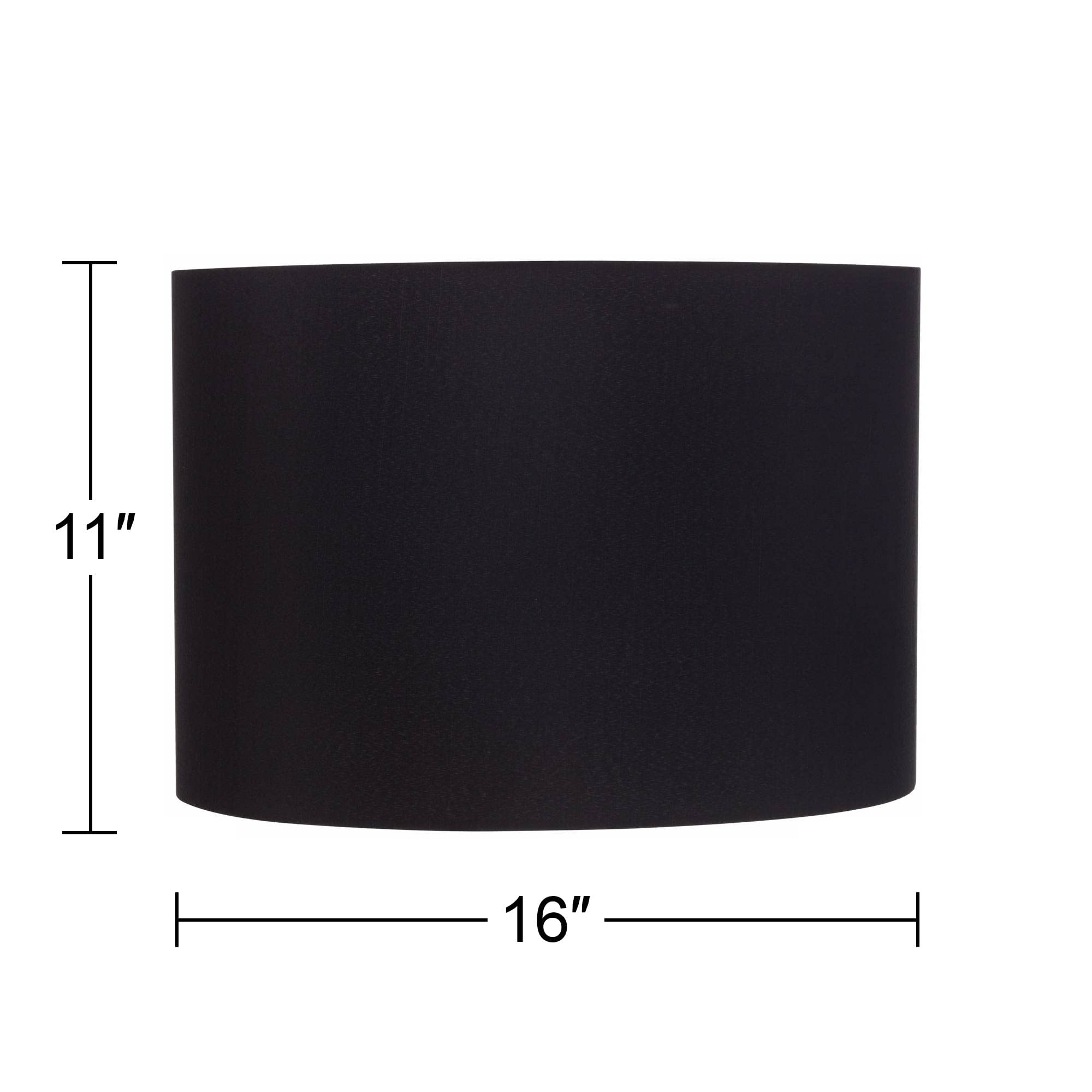 Black Medium Hardback Drum Lamp Shade 16'' Top X 16'' Bottom X 11'' High (Spider) Replacement With Harp And Finial - Springcrest