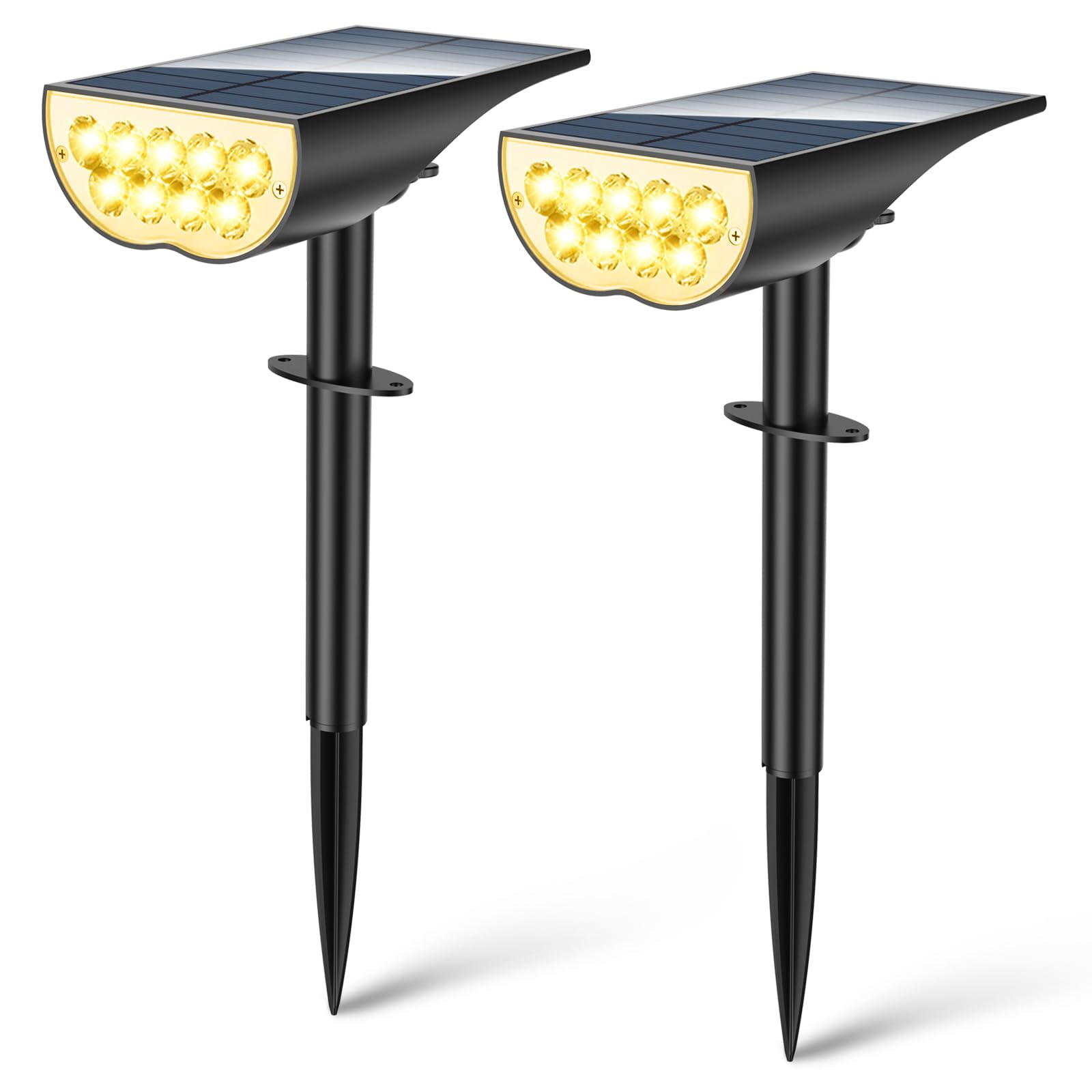 Solar Spot Lights Outdoor Waterproof, 3 Lighting Modes Solar Landscape Lights for Outside, Dusk to Dawn IP65 Waterproof Outdoor Solar Lights for Yard Pathway Driveway Landscape, Warm White, 2 Pack