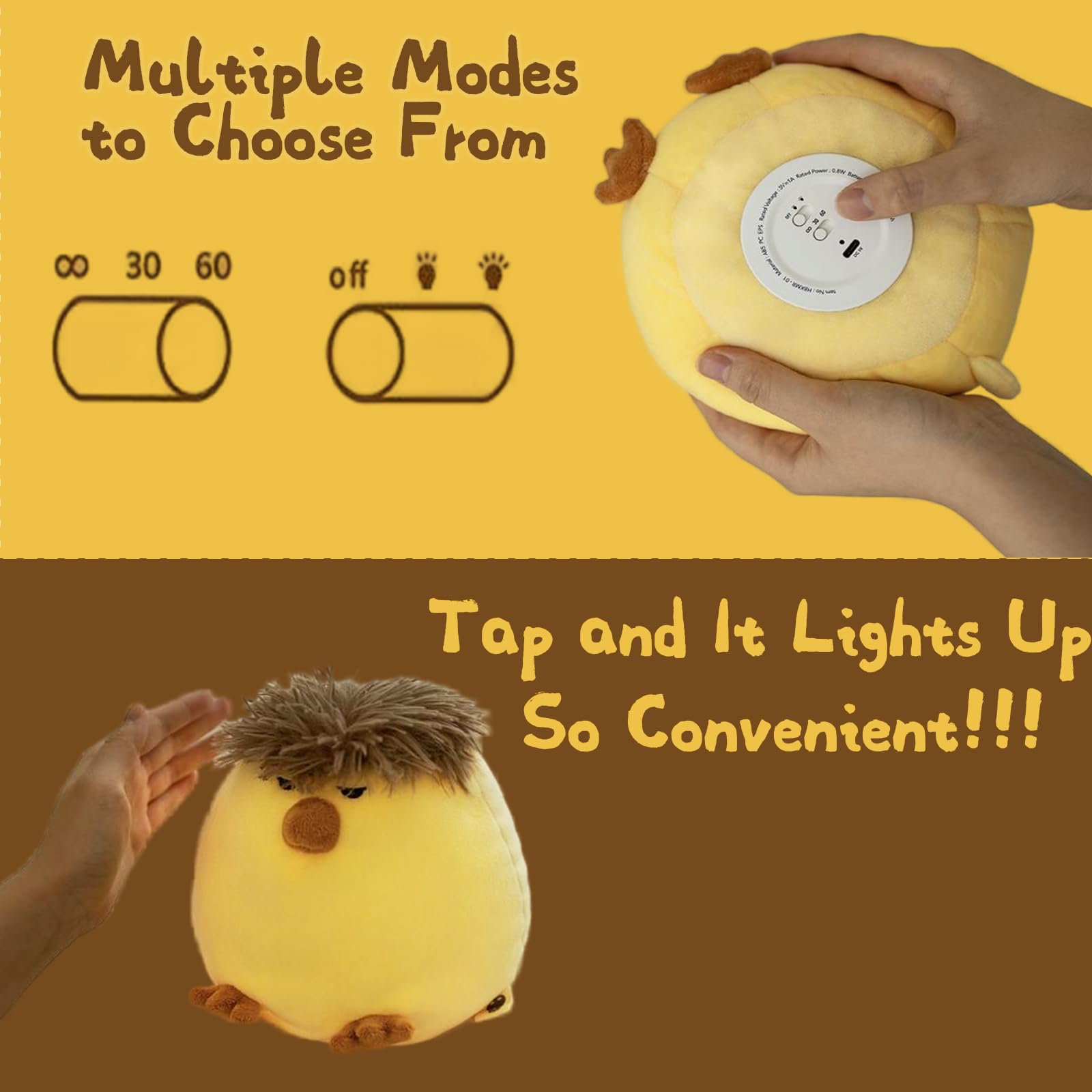 Night Light For Kids 2 Level Dimmable Nursery Nightlight Cute Canary Rechargeable Kids Night Light With Timer  Long Battery Life Touch Lamp For Boys And Girls Gifts Bedroom Decor (Yellow)