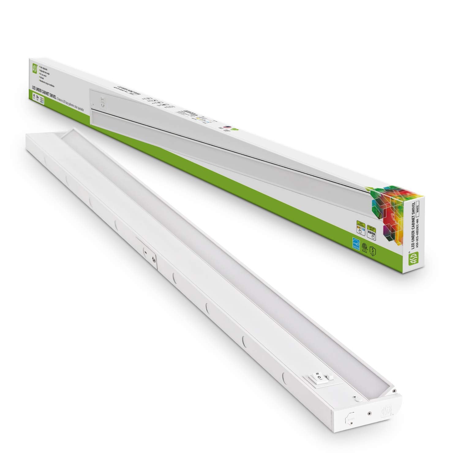 ASD Swivel LED Under Cabinet Lighting  40 Inch 20W  Hardwired or Plug-in  2700K/3000K/4000K Selectable  Rotatable Lens  Dimmable Linkable Under Counter Light for Kitchen  ETL & Energy Star