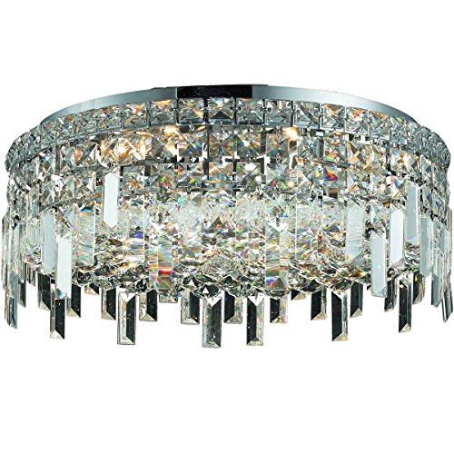 Elegant Lighting 2031F20C/RC Crystal Chandelier, 6-Light, Flush Mount, Chrome Finish, Clear Crystals