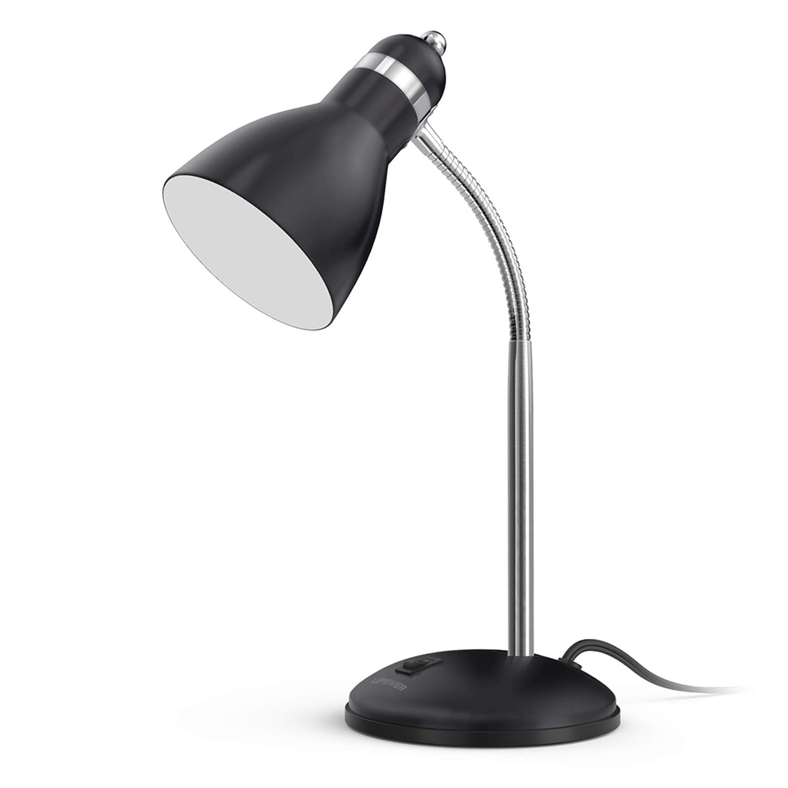 Lepower Metal Desk Lamp, Adjustable Goose Neck Table Lamp, Eye-Caring Study Desk Lamps For Bedroom, Study Room And Office (Black
