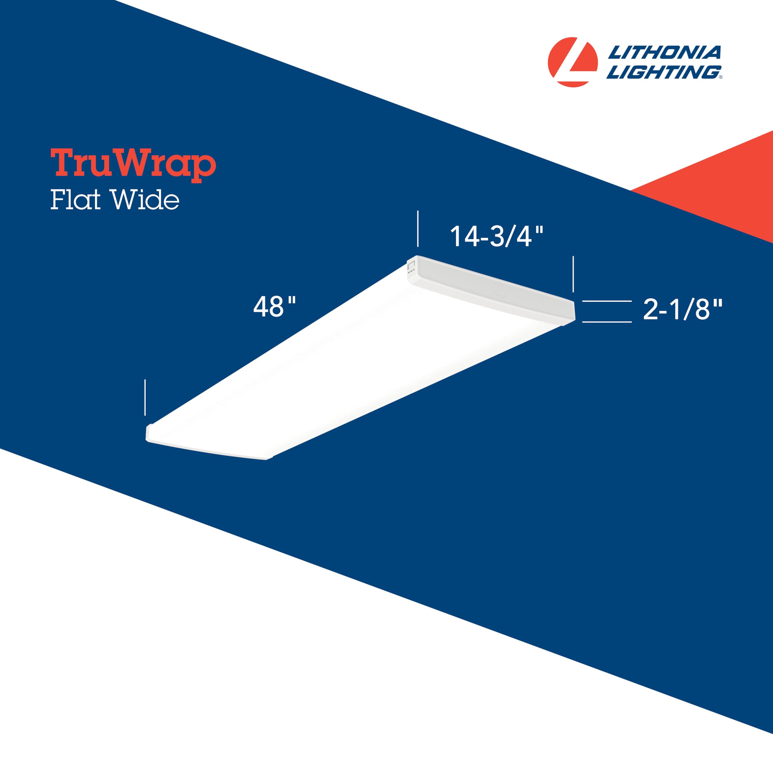 Lithonia Lighting Truwrap 4 Foot Led Ceiling Light Fixture  Low-Profile Wraparound Led Shop Light  Adjustable Lumens  Selectable Warm White/Cool White/Daylight Color  Flat Diffuser  Wide Width