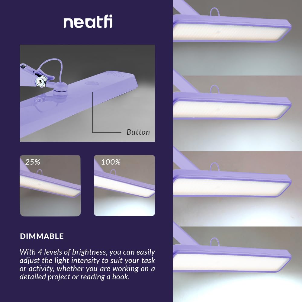 Neatfi Xl 2,500 Lumens Led Task Lamp, 22 Inches Wide, 30W, 162 Pcs Smd Led, Eye-Caring, Desk Light With Clamp For Home, Office,