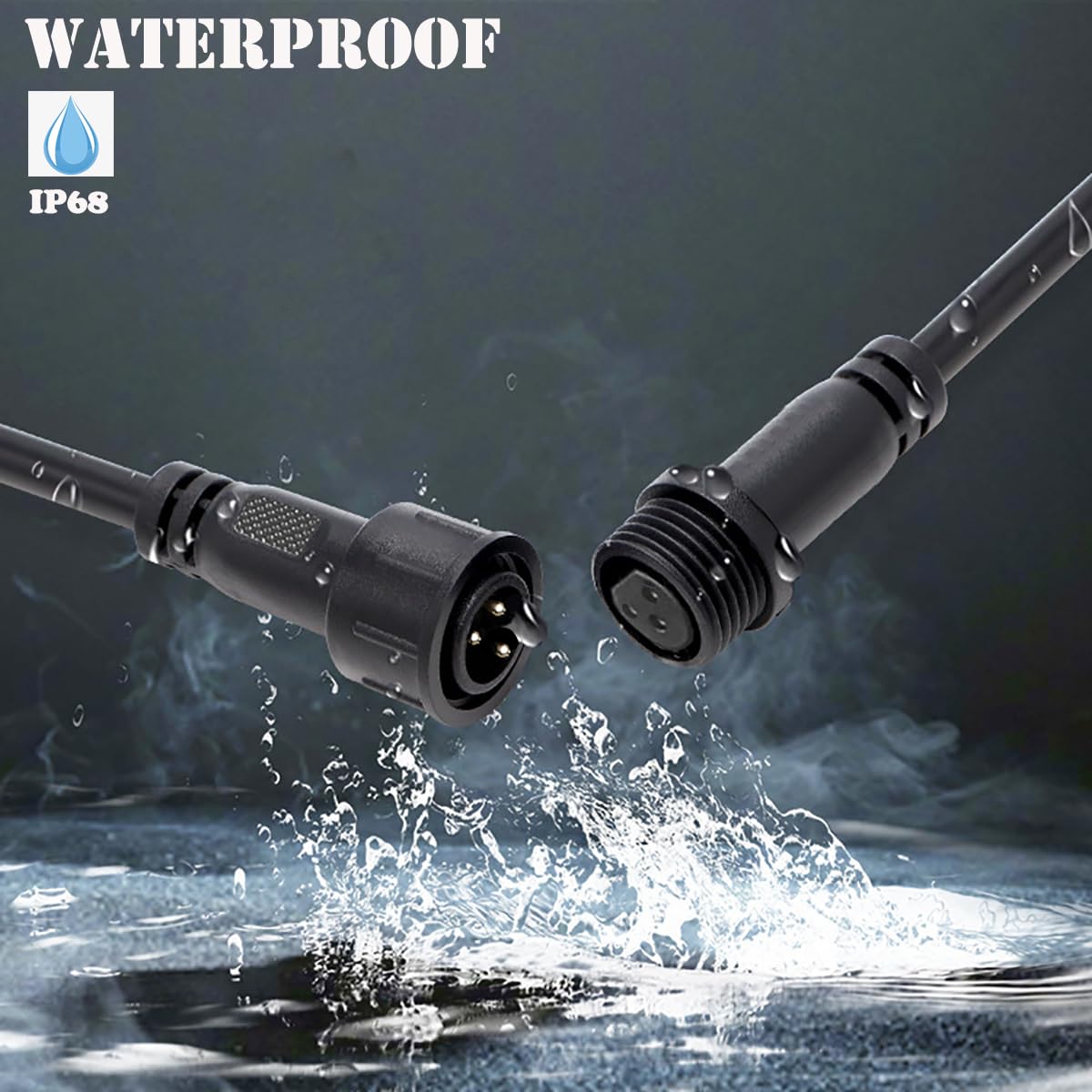 Qofowin 3Wire Waterproof Connector, 3Pin Male Female Plug Led Connector With 16 Awg Ip68 20Cm Extension Cable For Car, Boat,Truck,Indoor/Outdoor Led Strip Lights.(3Pin 5Pairs)