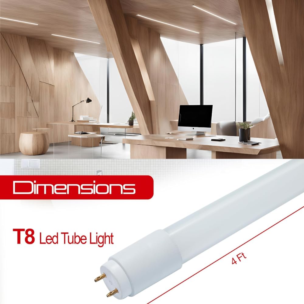 Champion Electronics 25-Pack T8 Led Tubes 4Ft - 12W 1800Lm Ballast Compatible Fluorescent Replacements, Type-A, 5000K, Cri>83, U