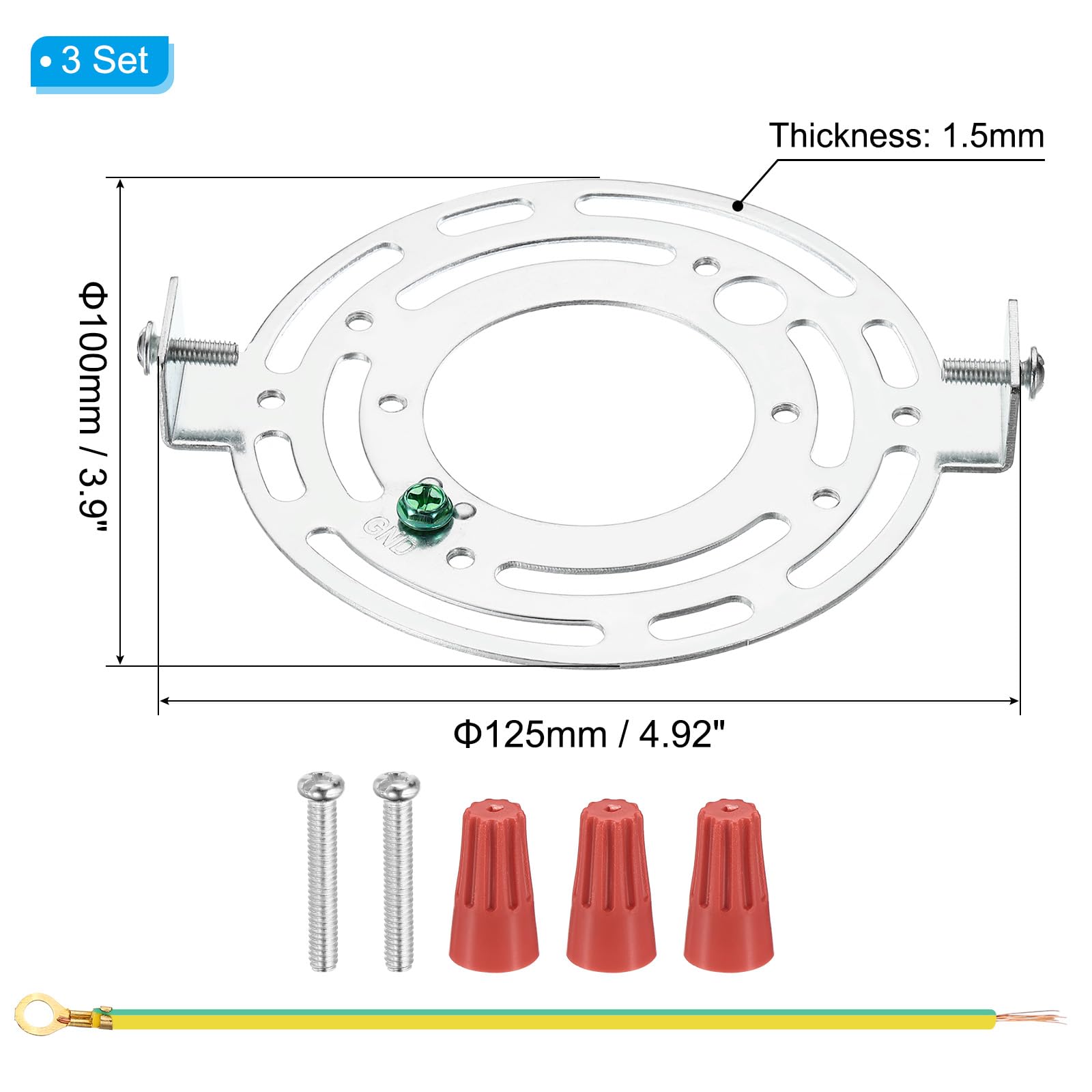 Patikil 125Mm (4.92'') Universal Light Fixture Mounting Bracket Kit, 3 Set Round Ceiling Light Plate With Screws For Wall, Ceili