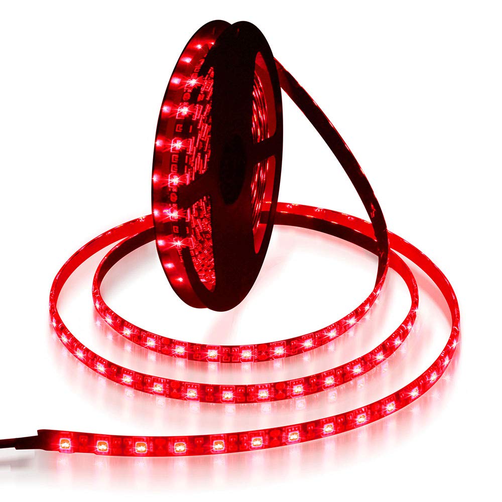ALITOVE 16.4ft 5050 SMD Red LED Flexible Strip Ribbon Light 5M 300 LEDs Waterproof IP65 DC 12V for Home Garden Commercial Area L