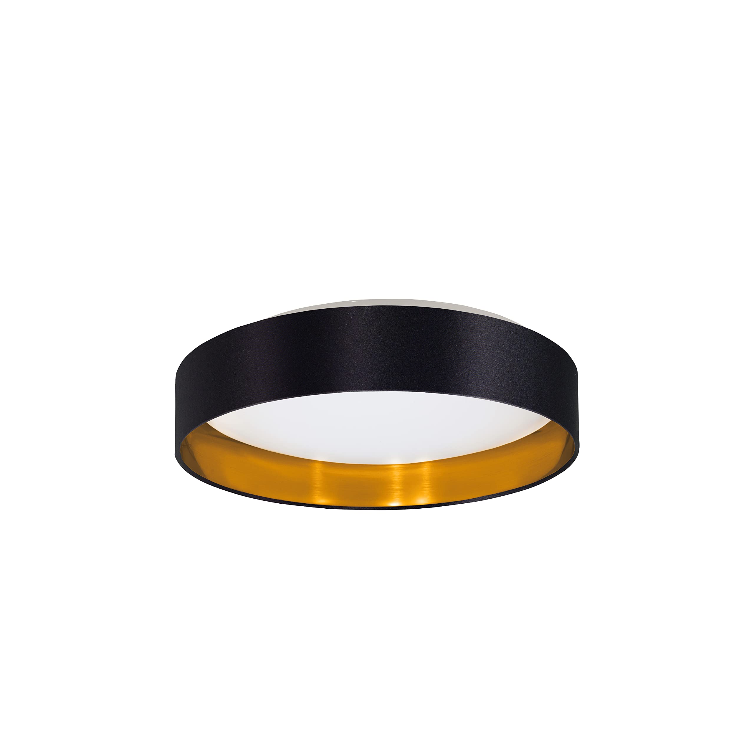 EGLO Maserlo 16 in. Flush Mount Ceiling LED Dimmable Light Fixture for Living Room, Bedroom, Hallway, Black/Gold
