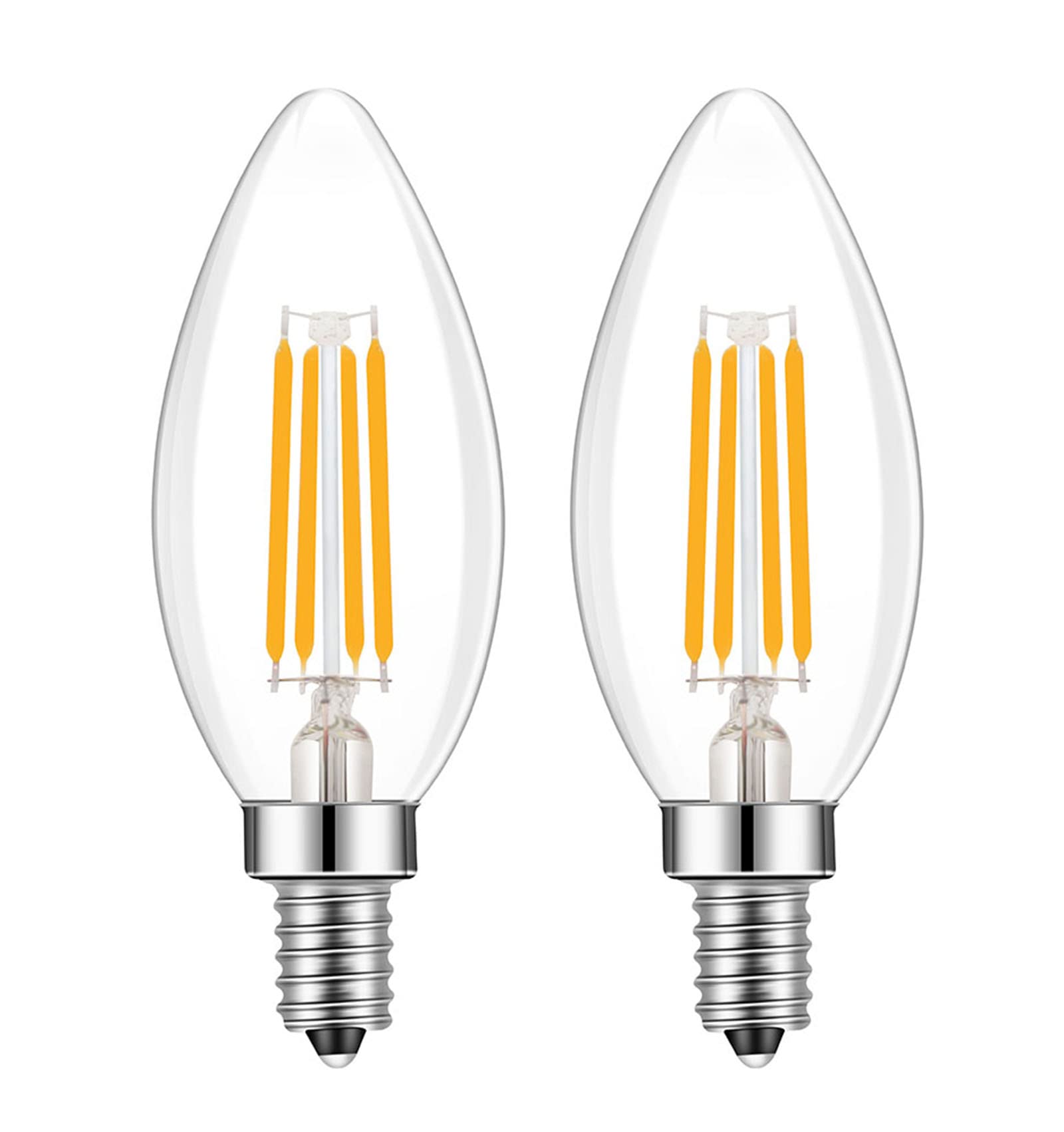 Lamsky E14 Base Led Filament Candle Shape Light Bulb,E14 European Base Bulb,Warm White 2700K 400Lm 40W Equivalent,C35 Clear Glas