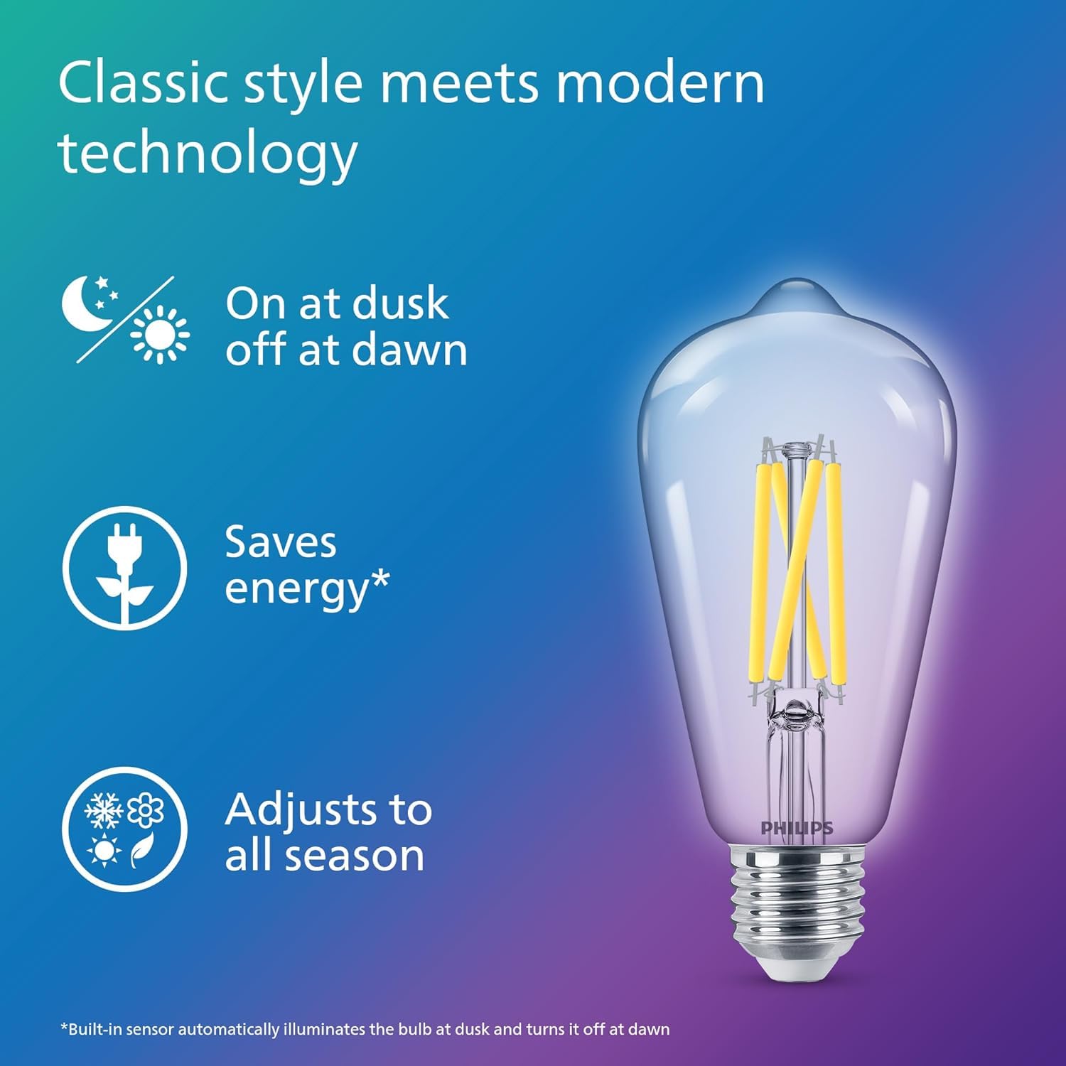 Philips Led St19 Dusk To Dawn Led Light Bulbs - Flicker Free 60W Light Bulbs With Eyecomfort Technology - Soft White Lightbulb -